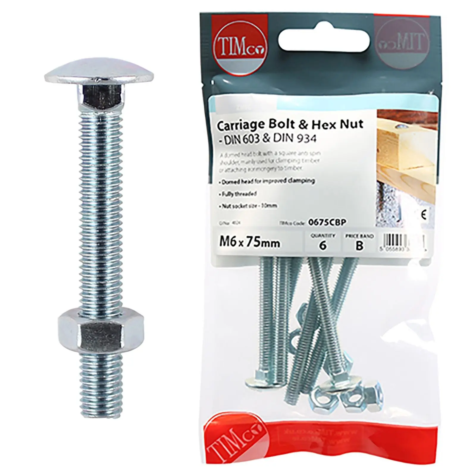 TIMCO Carriage Bolts with Hex Nuts 4.8 Grade Zinc Carbon Steel TIMpac M6-M12 - Choose Size - Image 25
