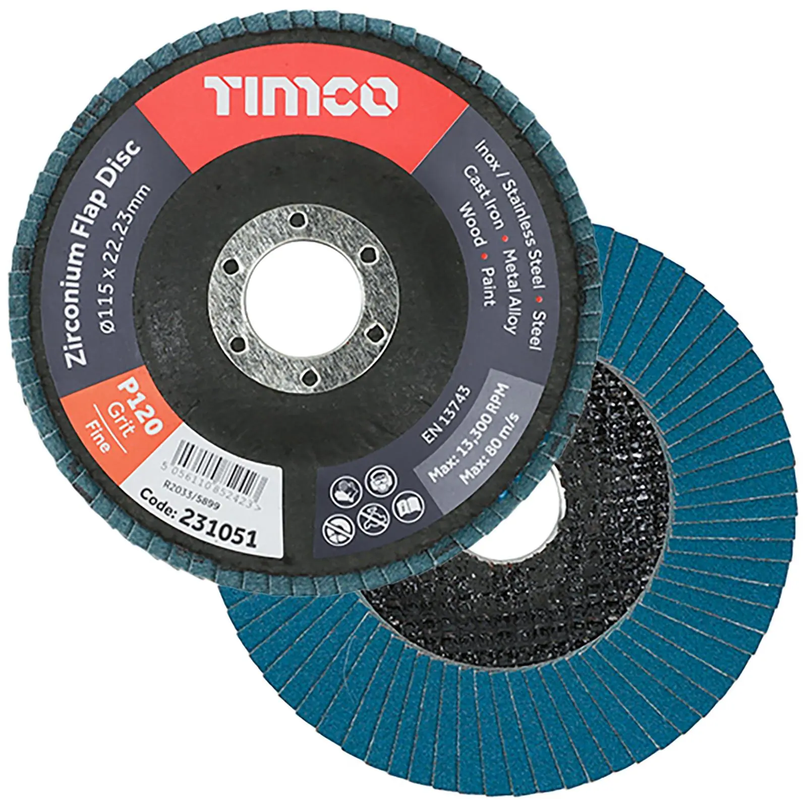 TIMCO Flap Discs Zirconium 115mm for Metal and Wood Premium Heavy Duty 10 Pack - Choose Grit - Image 2