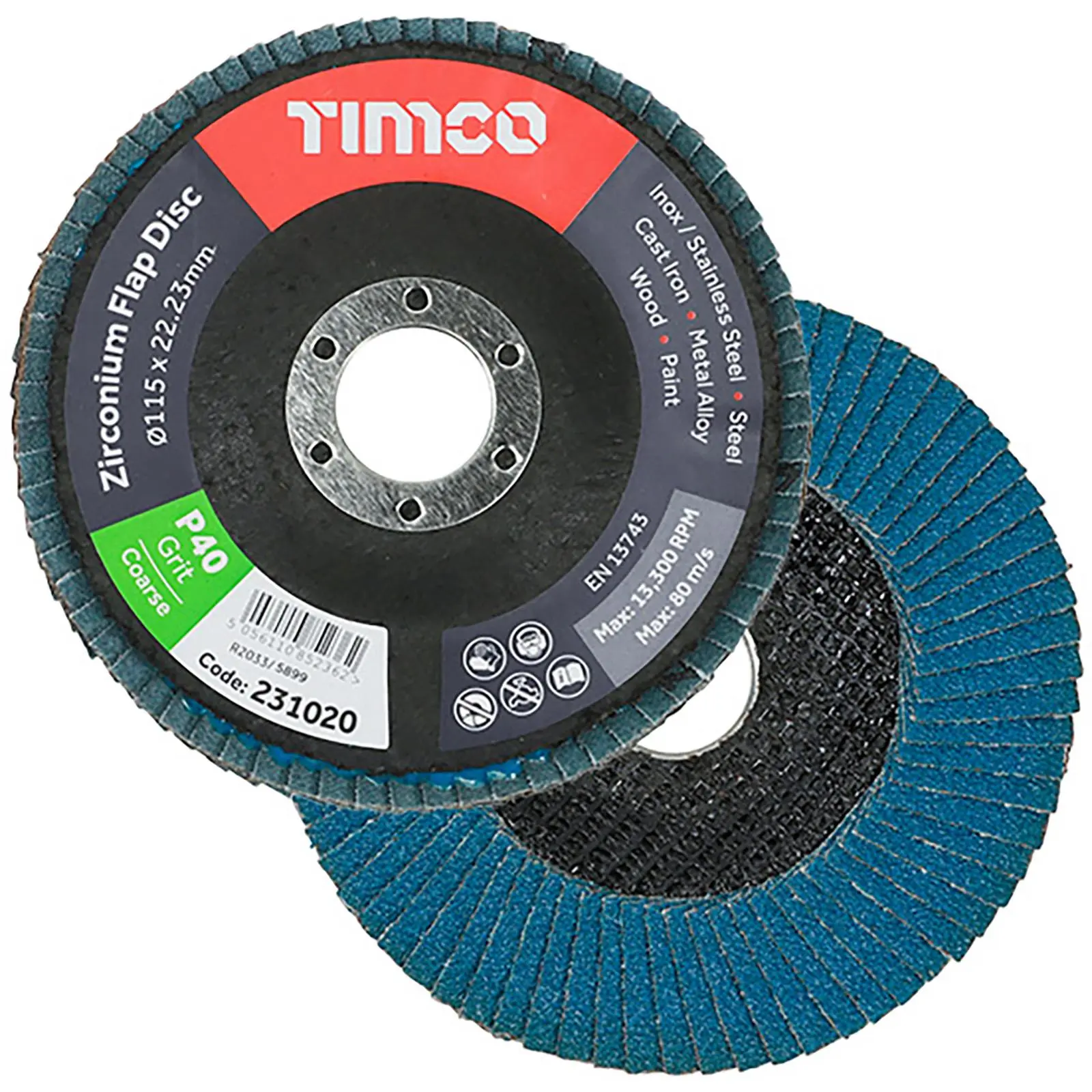 TIMCO Flap Discs Zirconium 115mm for Metal and Wood Premium Heavy Duty 10 Pack - Choose Grit - Image 3