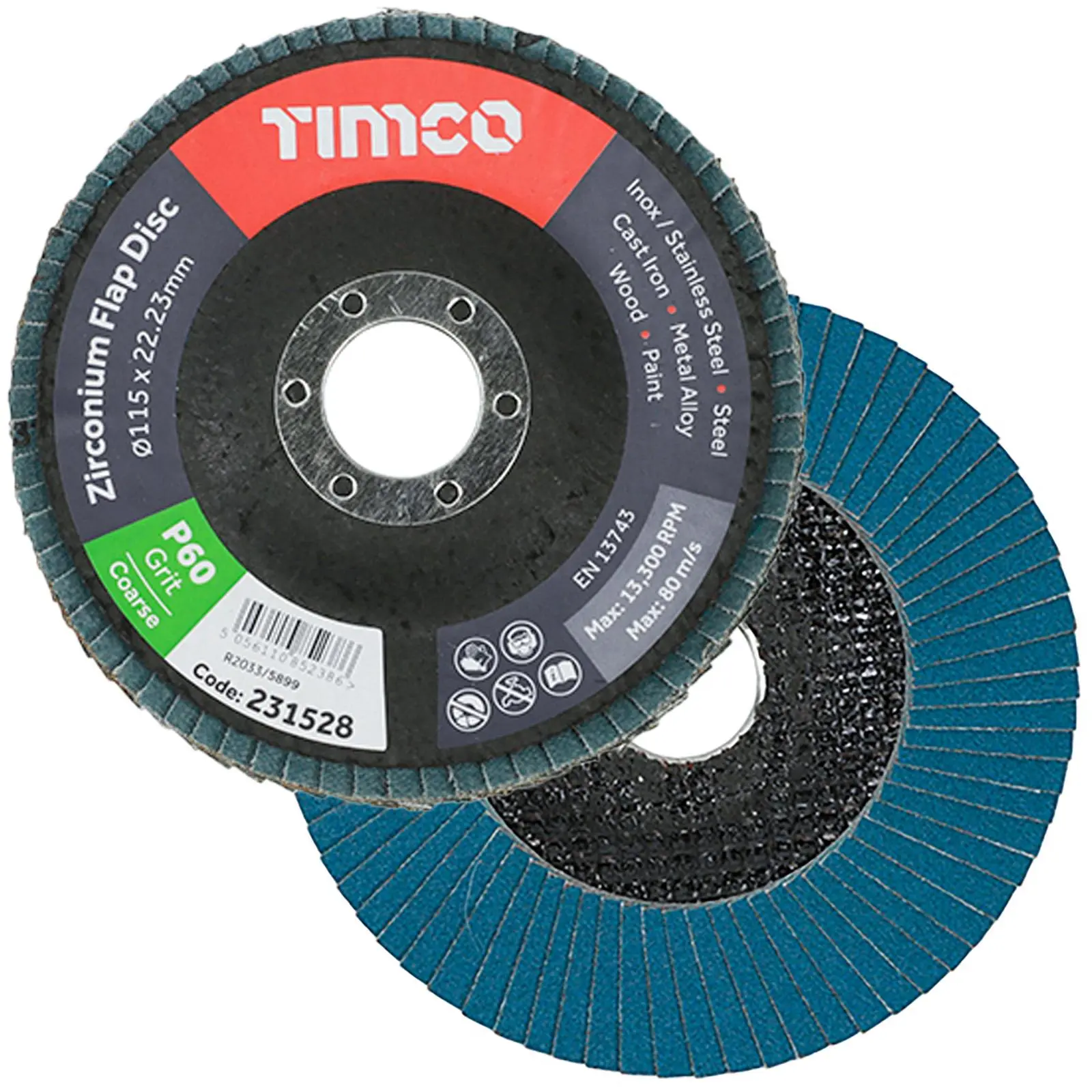 TIMCO Flap Discs Zirconium 115mm for Metal and Wood Premium Heavy Duty 10 Pack - Choose Grit - Image 4