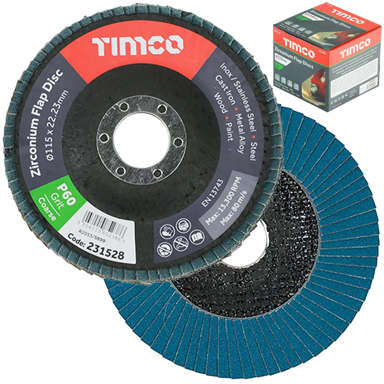 TIMCO Flap Discs Zirconium 115mm for Metal and Wood Premium Heavy Duty 10 Pack - Choose Grit - Image 5