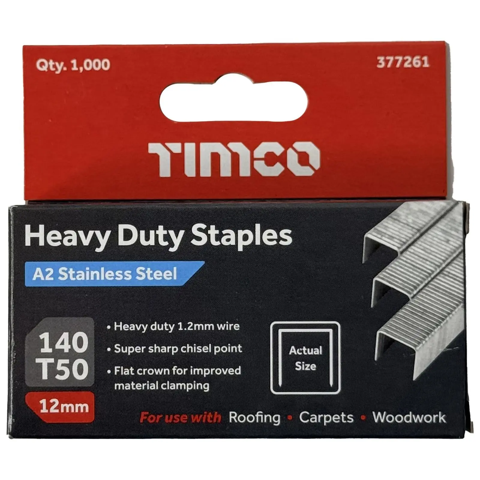 TIMCO Heavy Duty Staples A2 Stainless Steel 1000 Staples Type 140 T50 - Choose Size - Image 2