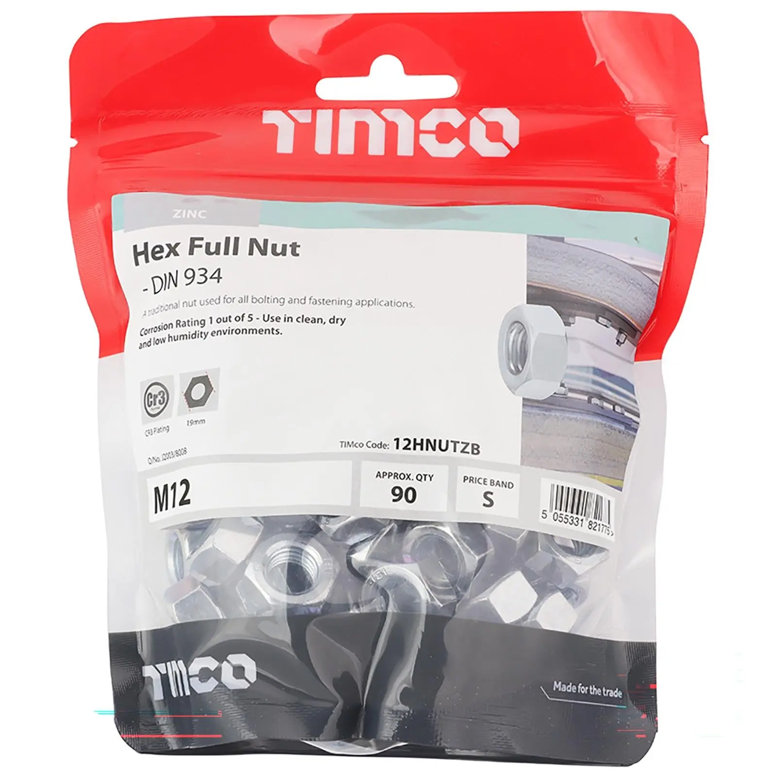 TIMCO Hex Full Nuts Zinc DIN934 M4-M20 Choose Size - Image 11