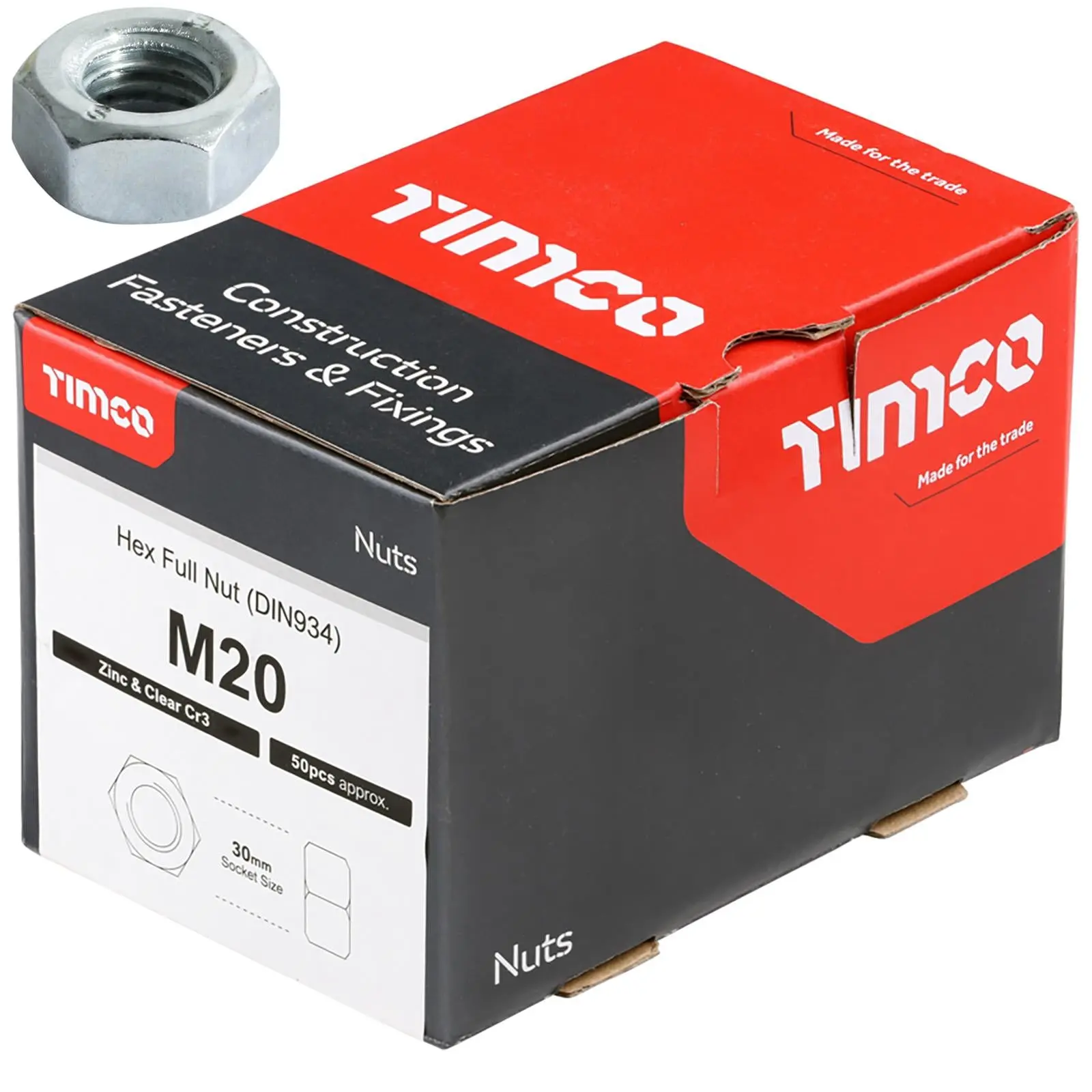 TIMCO Hex Full Nuts Zinc DIN934 M4-M20 Choose Size - Image 12