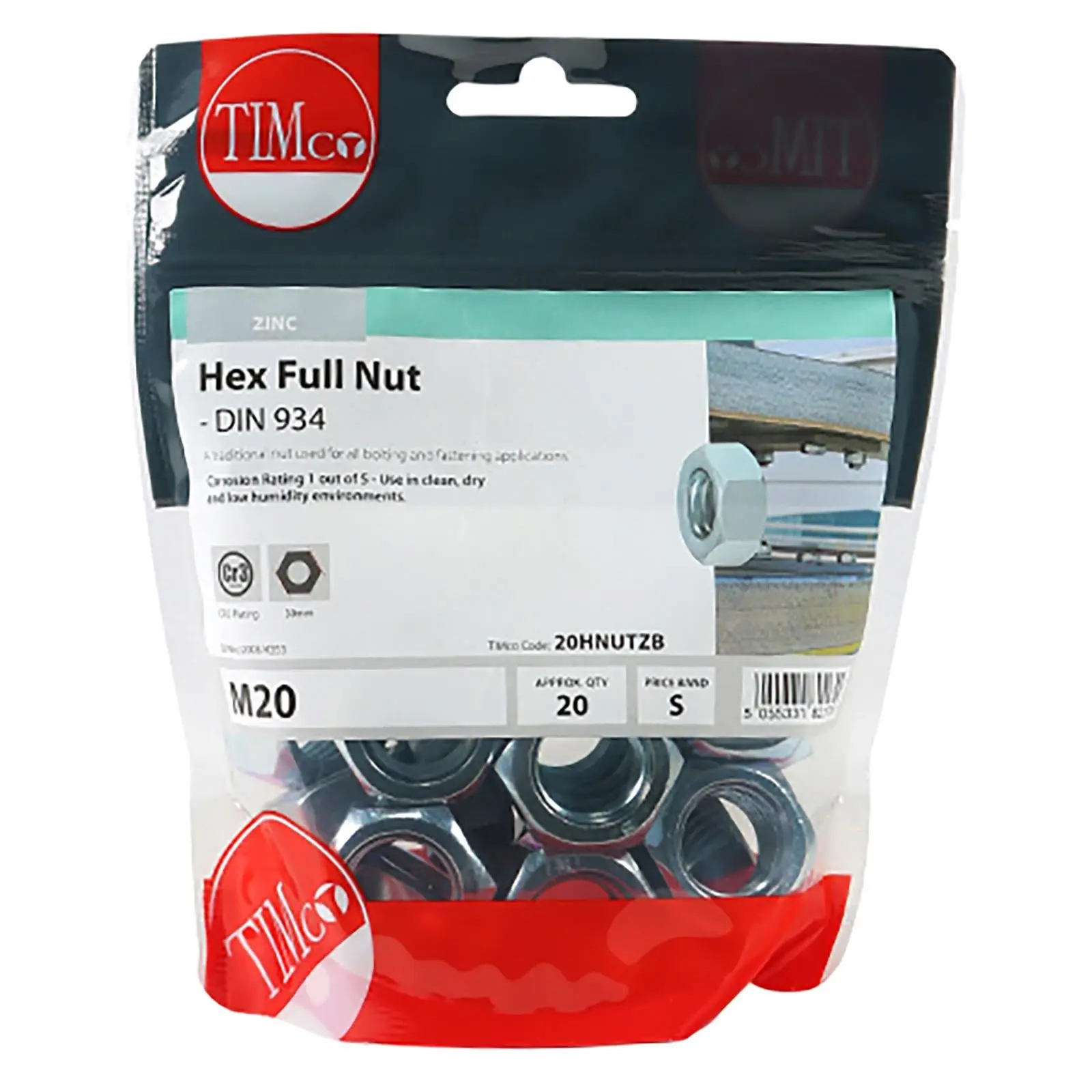 TIMCO Hex Full Nuts Zinc DIN934 M4-M20 Choose Size - Image 13