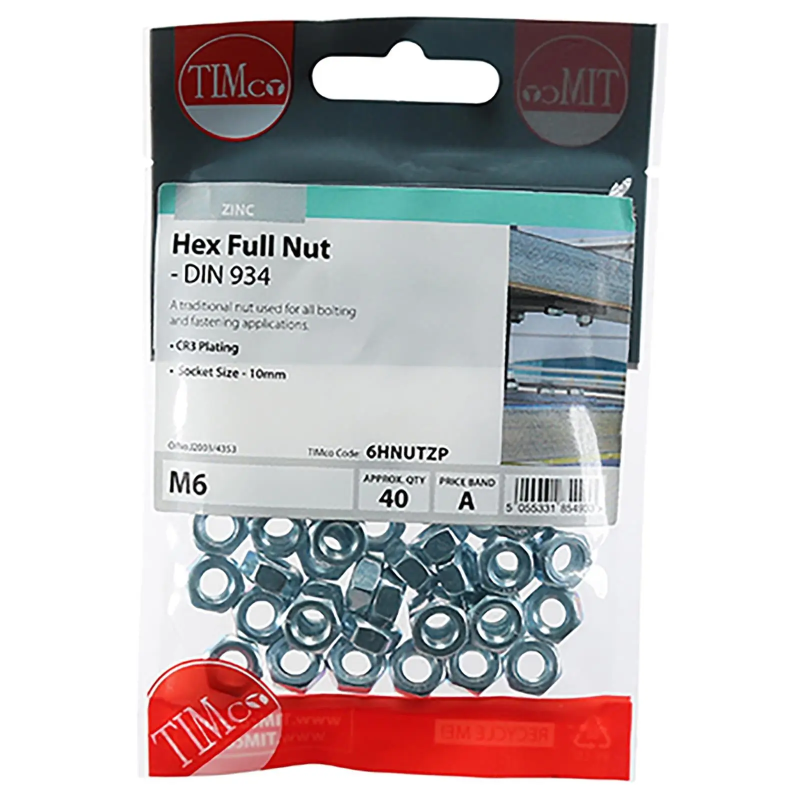 TIMCO Hex Full Nuts Zinc DIN934 M4-M20 Choose Size - Image 6