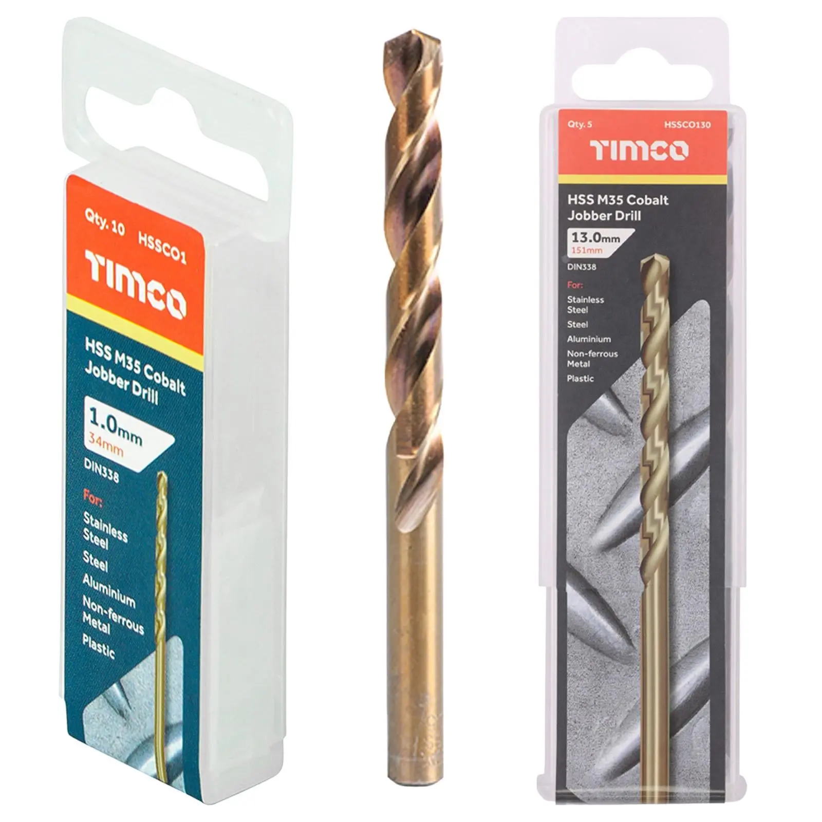 TIMCO HSS Cobalt Jobber Metal Drill Bits M35 Tube DIN338 1-13mm - Choose Size