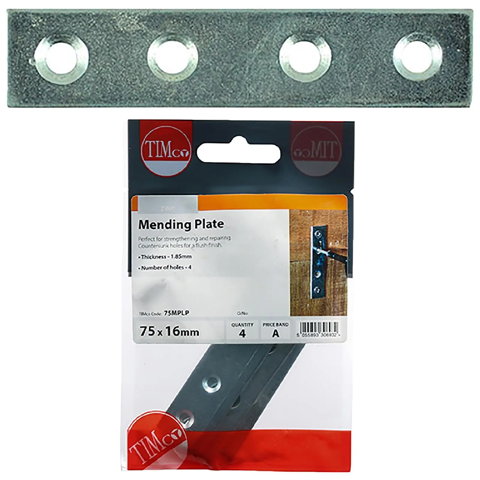 TIMCO Mending Plate Straight Zinc Plated Steel Countersunk Holes - Image 5