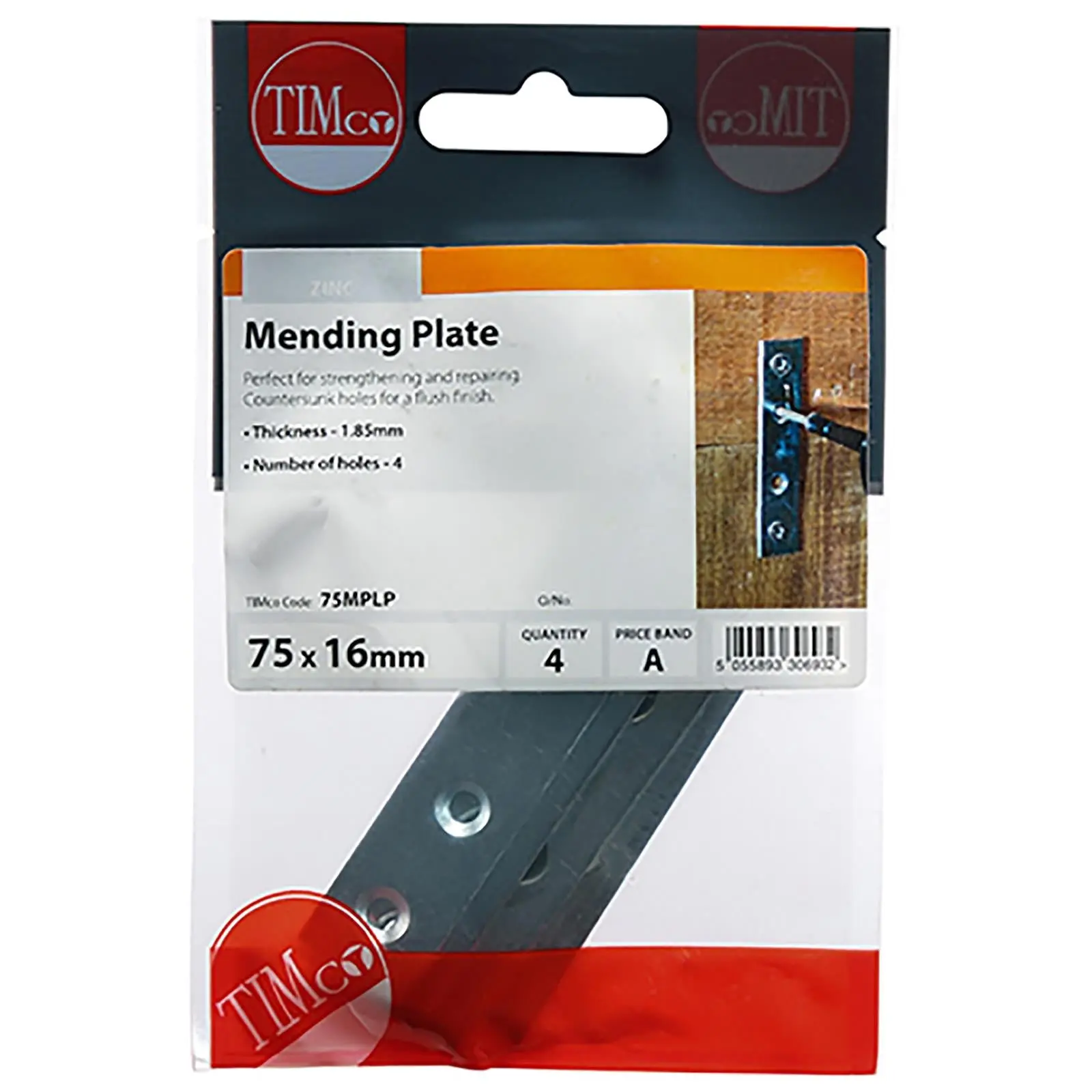 TIMCO Mending Plate Straight Zinc Plated Steel Countersunk Holes - Image 6