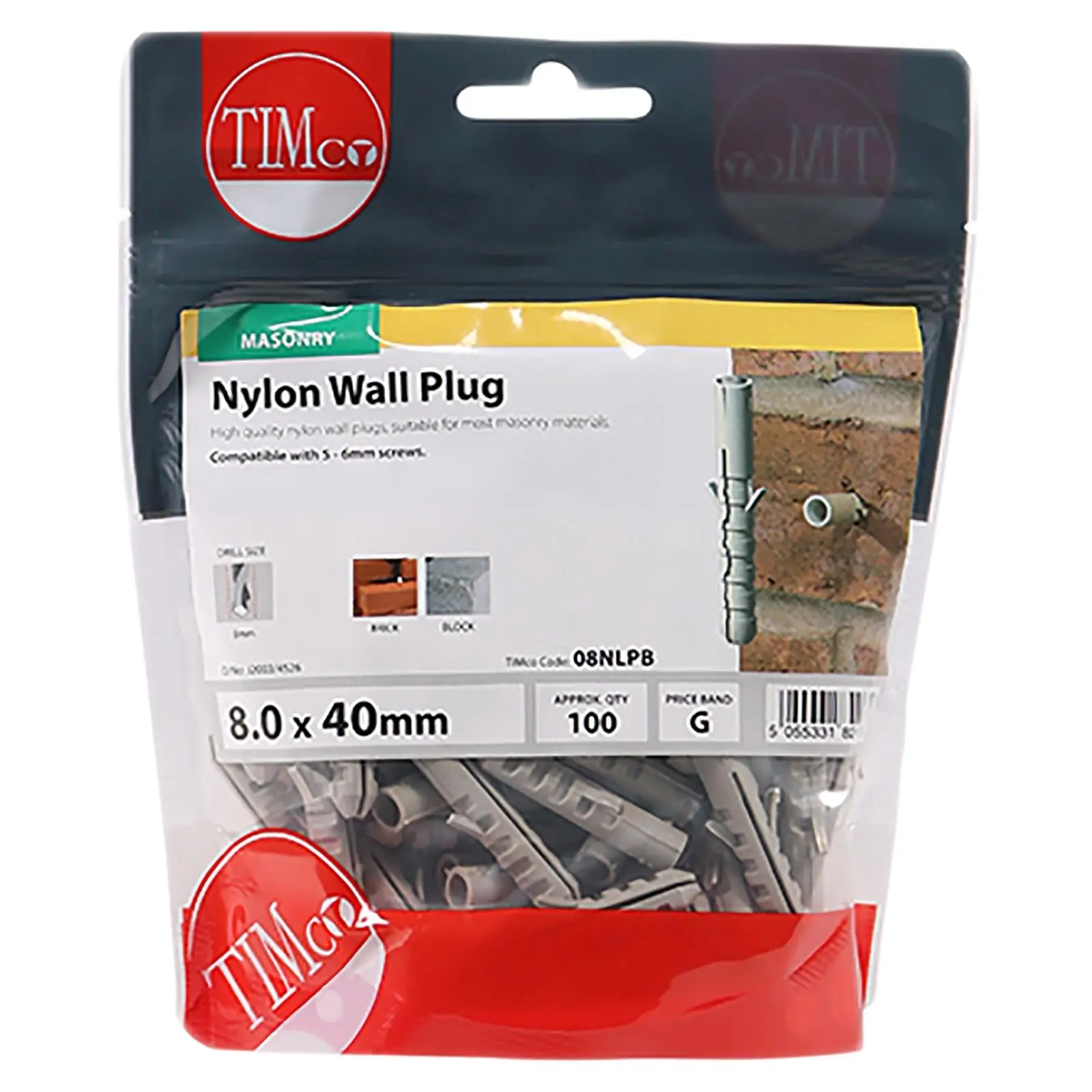 TIMCO Nylon Wall Plug for Coach Screws into Masonry TIMbag Anti Rotation Lug - Image 10