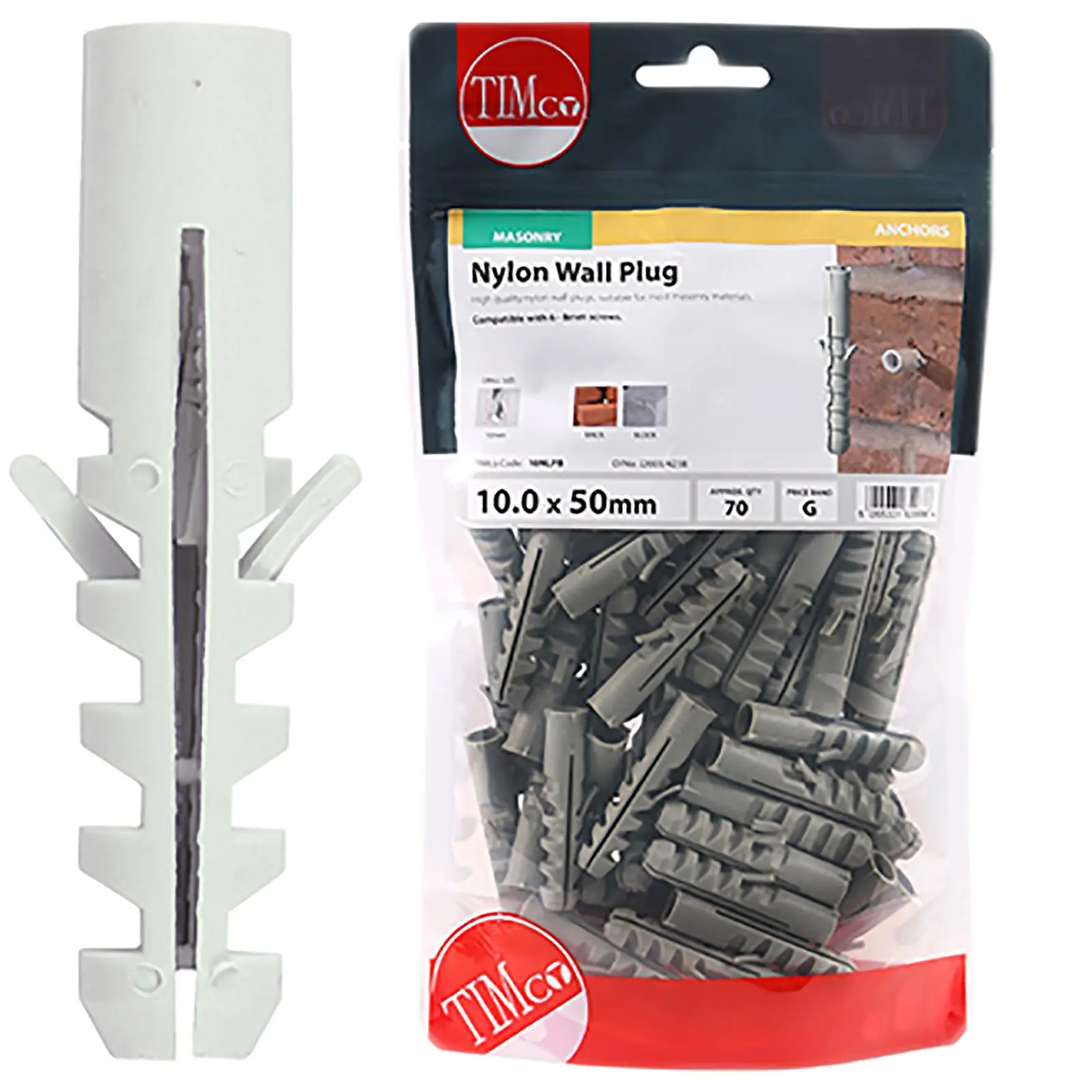 TIMCO Nylon Wall Plug for Coach Screws into Masonry TIMbag Anti Rotation Lug - Image 3