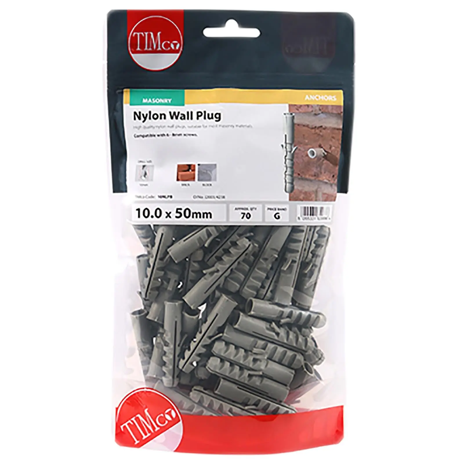 TIMCO Nylon Wall Plug for Coach Screws into Masonry TIMbag Anti Rotation Lug - Image 4