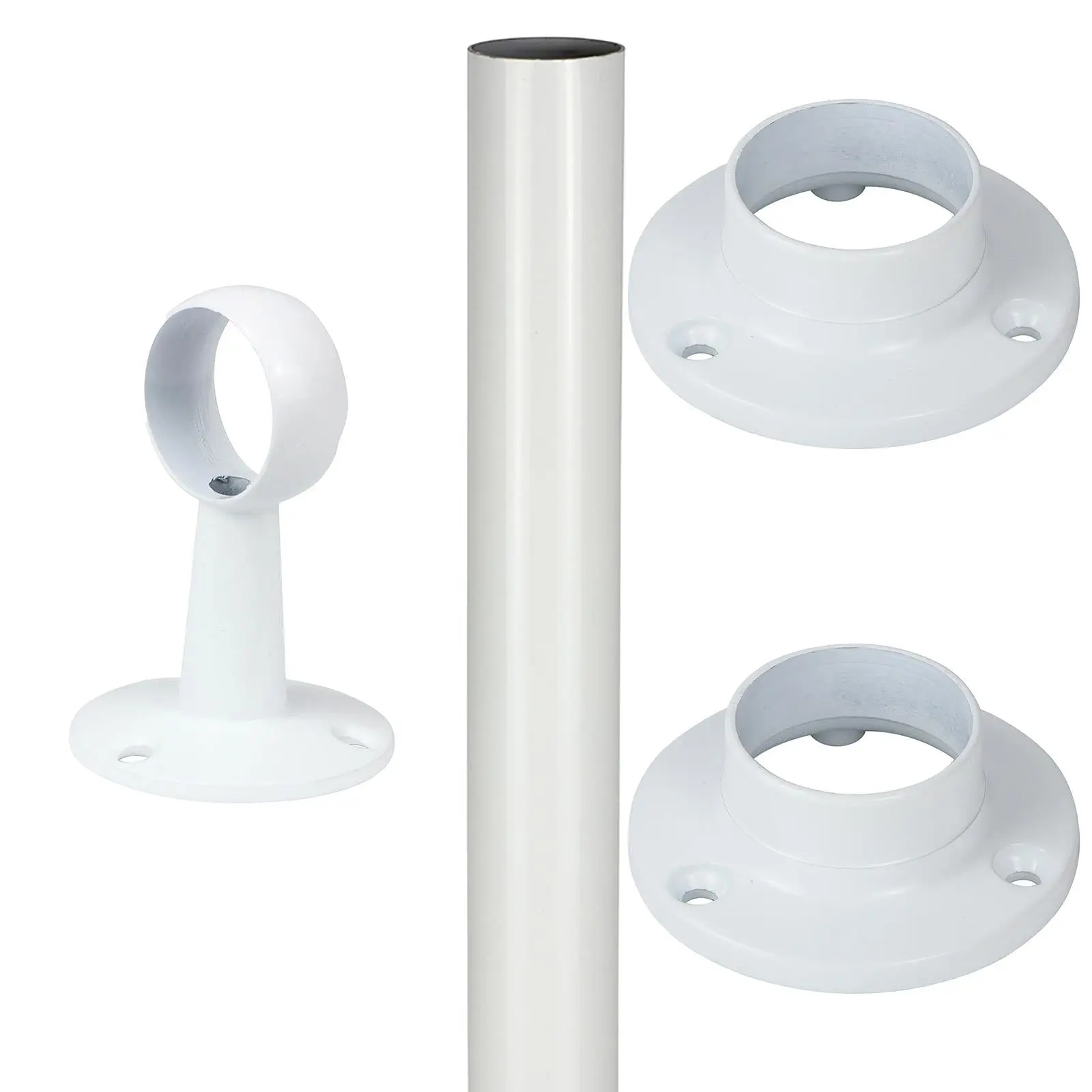 TIMCO Round Wardrobe Rail 25mm Diameter End Sockets Brackets Polished Chrome or White - Choose Length - Image 22