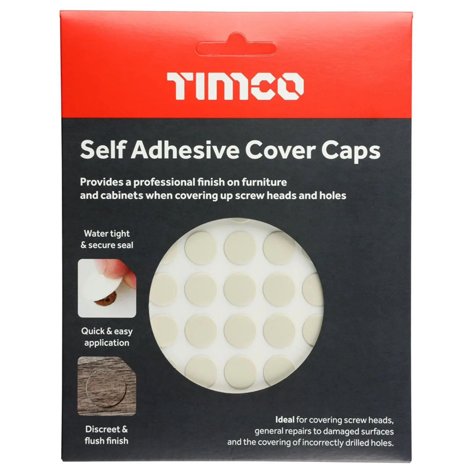 TIMCO Self Adhesive Screw Cover Caps 13mm 18mm Diameter Matt Gloss - Choose Colour - Image 14