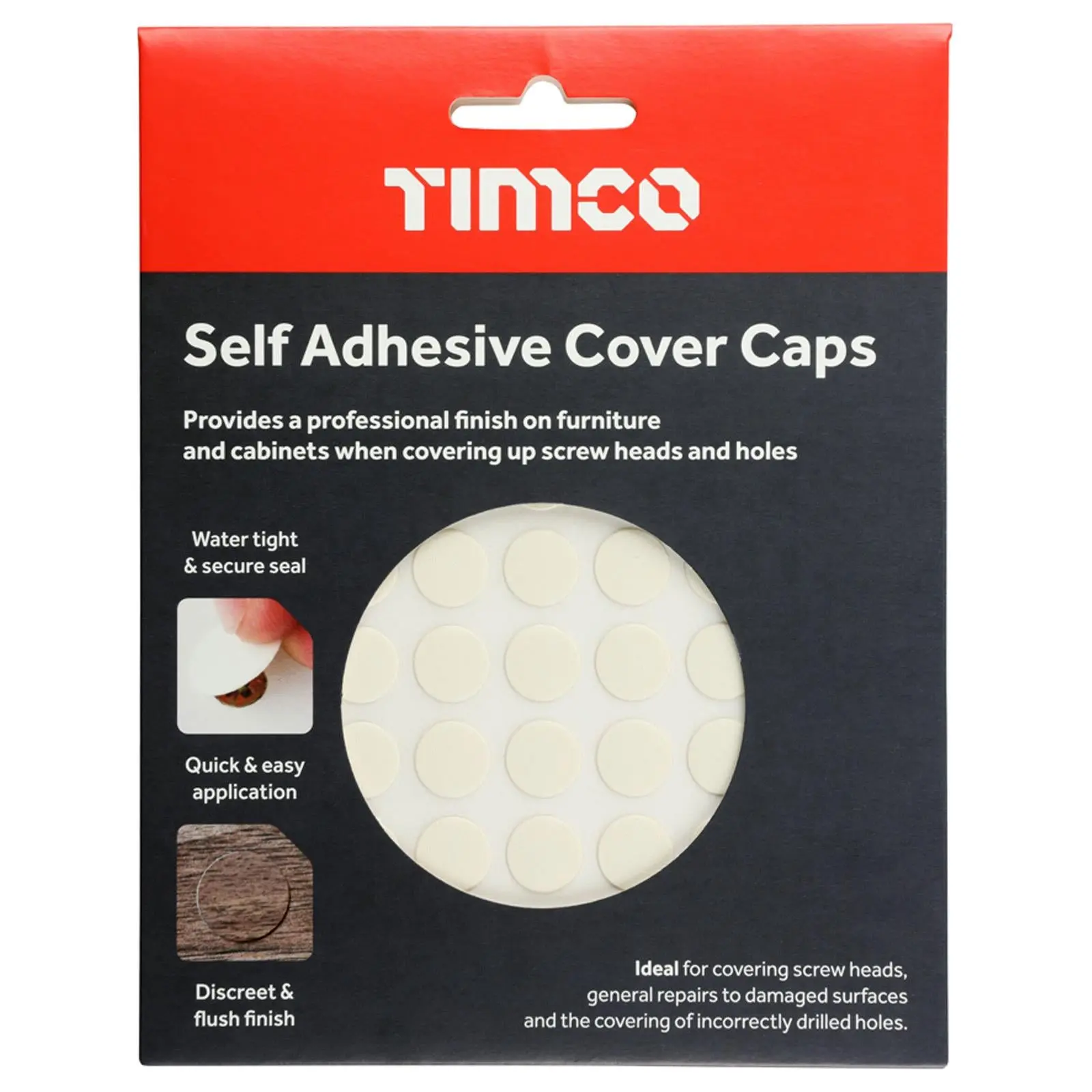 TIMCO Self Adhesive Screw Cover Caps 13mm 18mm Diameter Matt Gloss - Choose Colour - Image 24