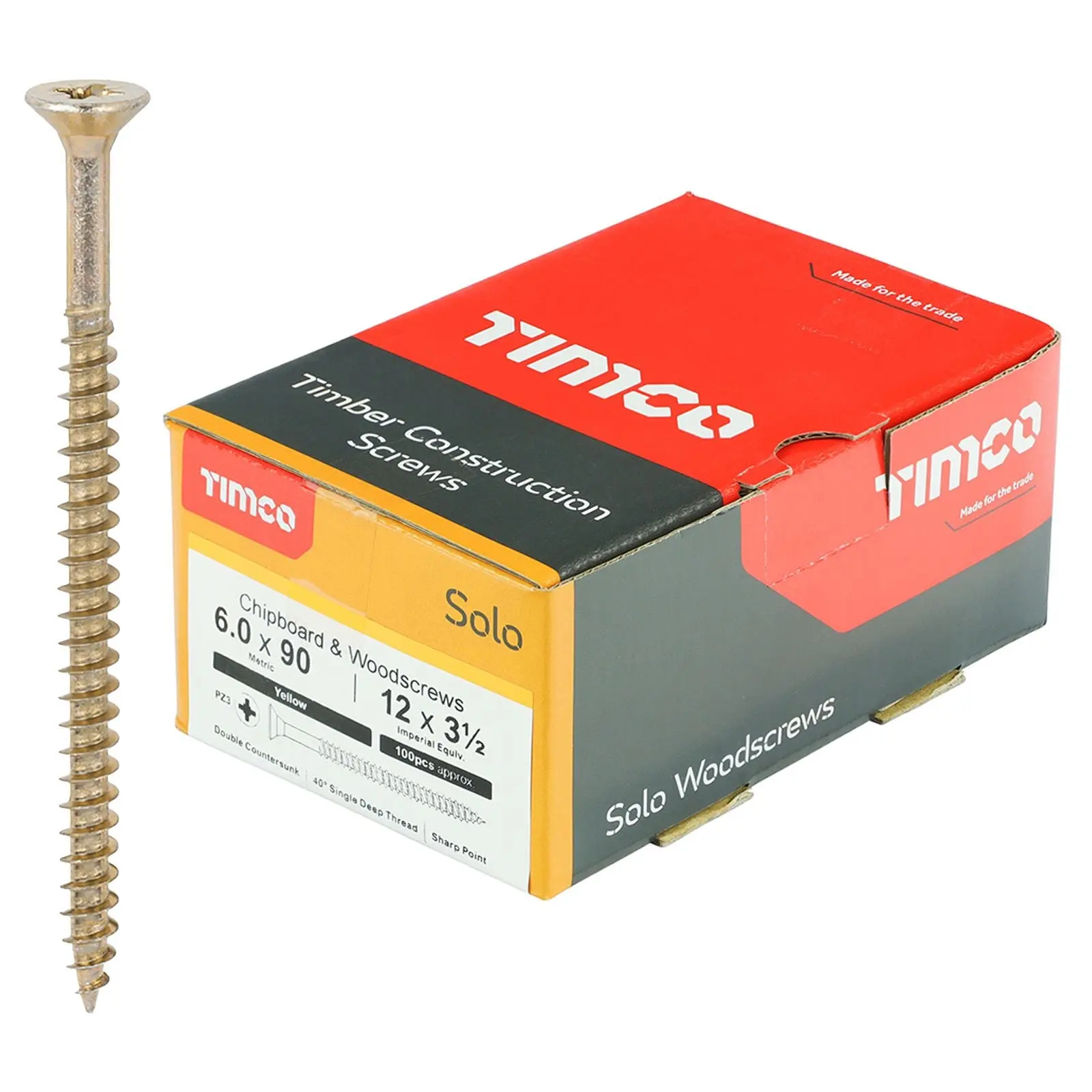 TIMCO SOLO Wood Screws Yellow Double Countersunk Pozi Boxed - Choose Size - Image 13