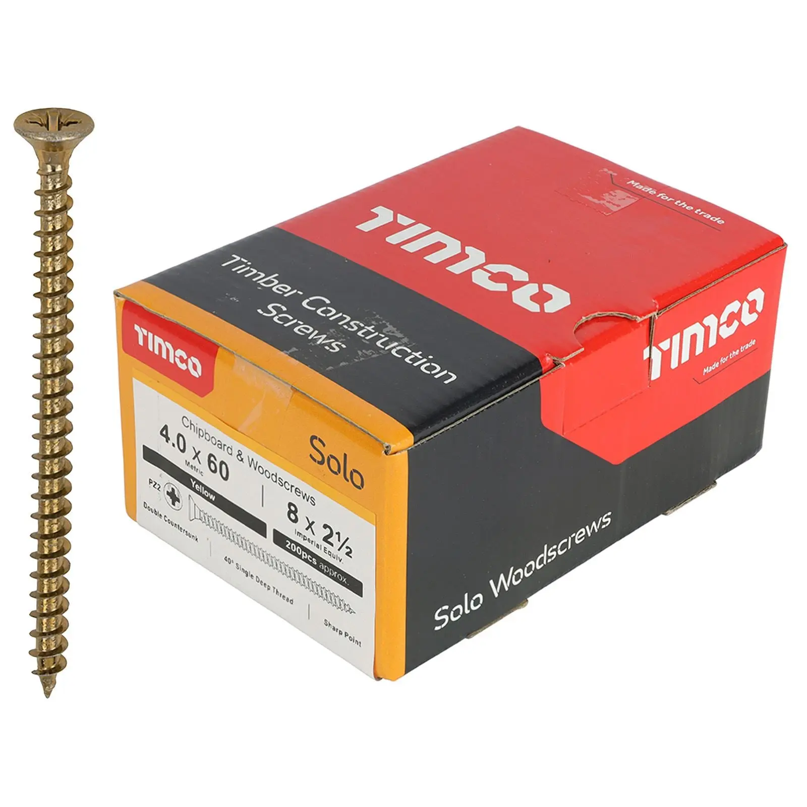 TIMCO SOLO Wood Screws Yellow Double Countersunk Pozi Boxed - Choose Size - Image 15