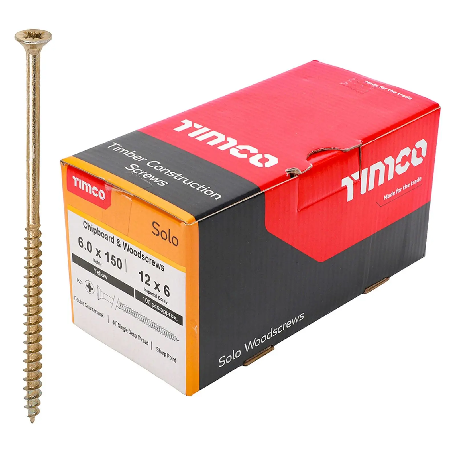 TIMCO SOLO Wood Screws Yellow Double Countersunk Pozi Boxed - Choose Size - Image 51