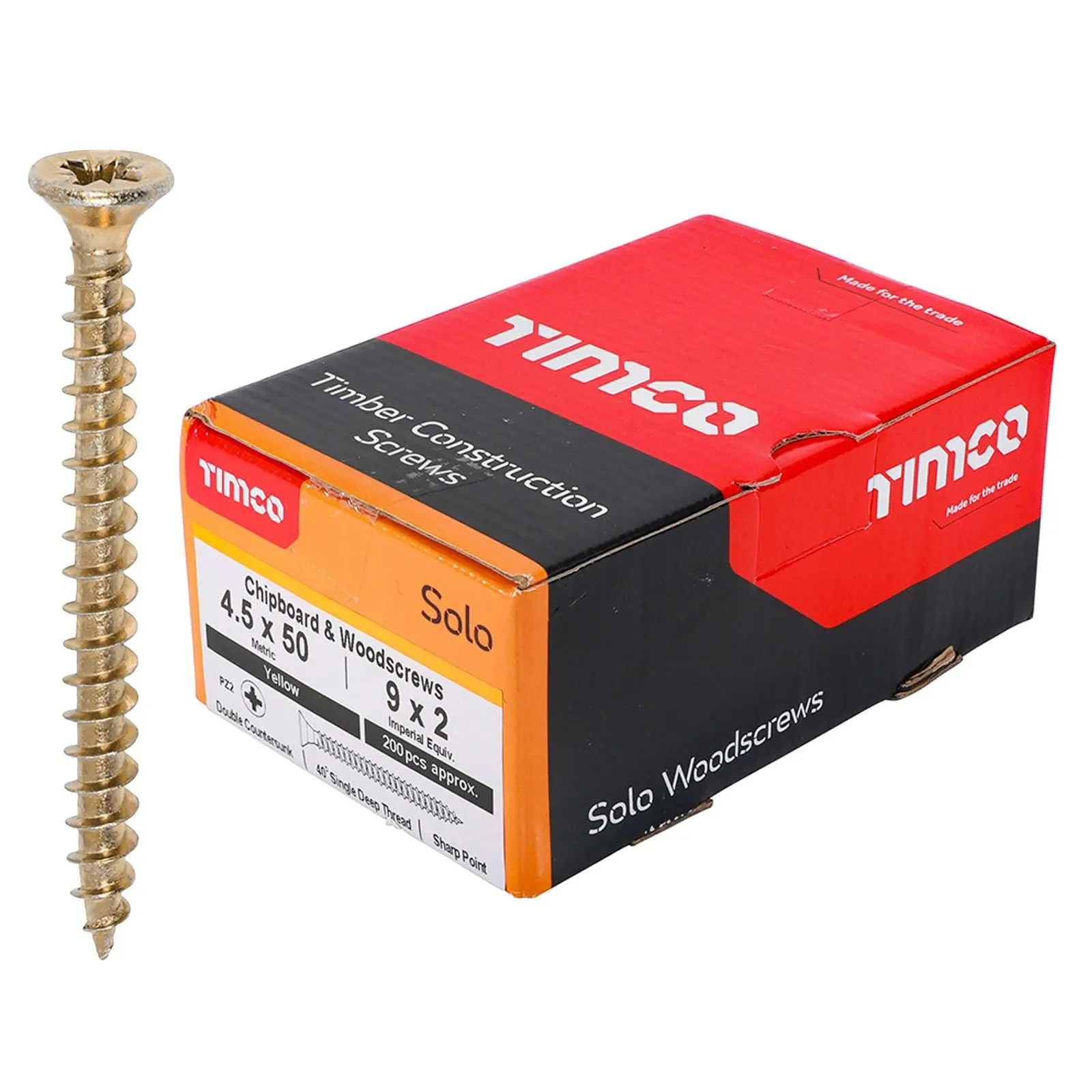 TIMCO SOLO Wood Screws Yellow Double Countersunk Pozi Boxed - Choose Size - Image 56