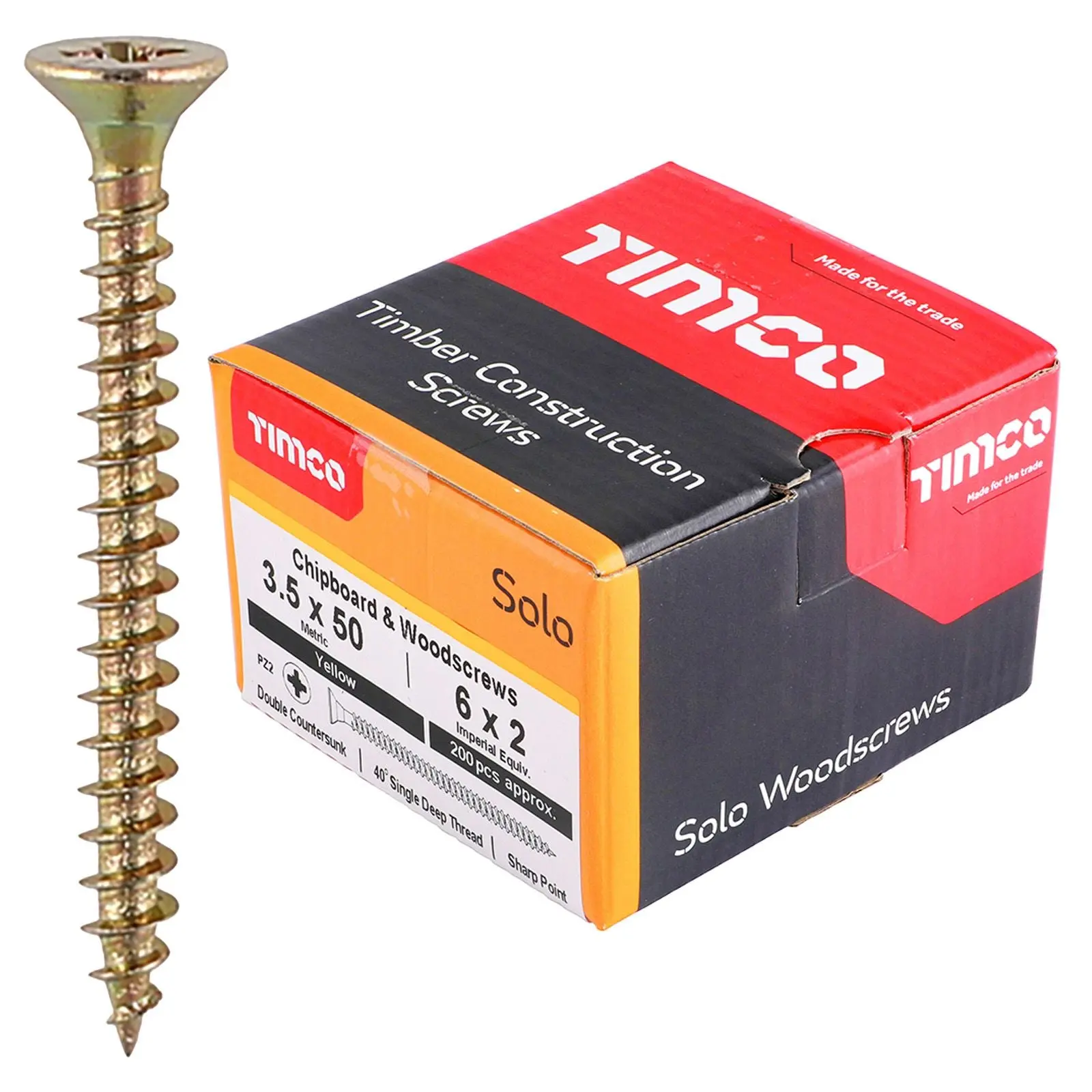 TIMCO SOLO Wood Screws Yellow Double Countersunk Pozi Boxed - Choose Size - Image 57