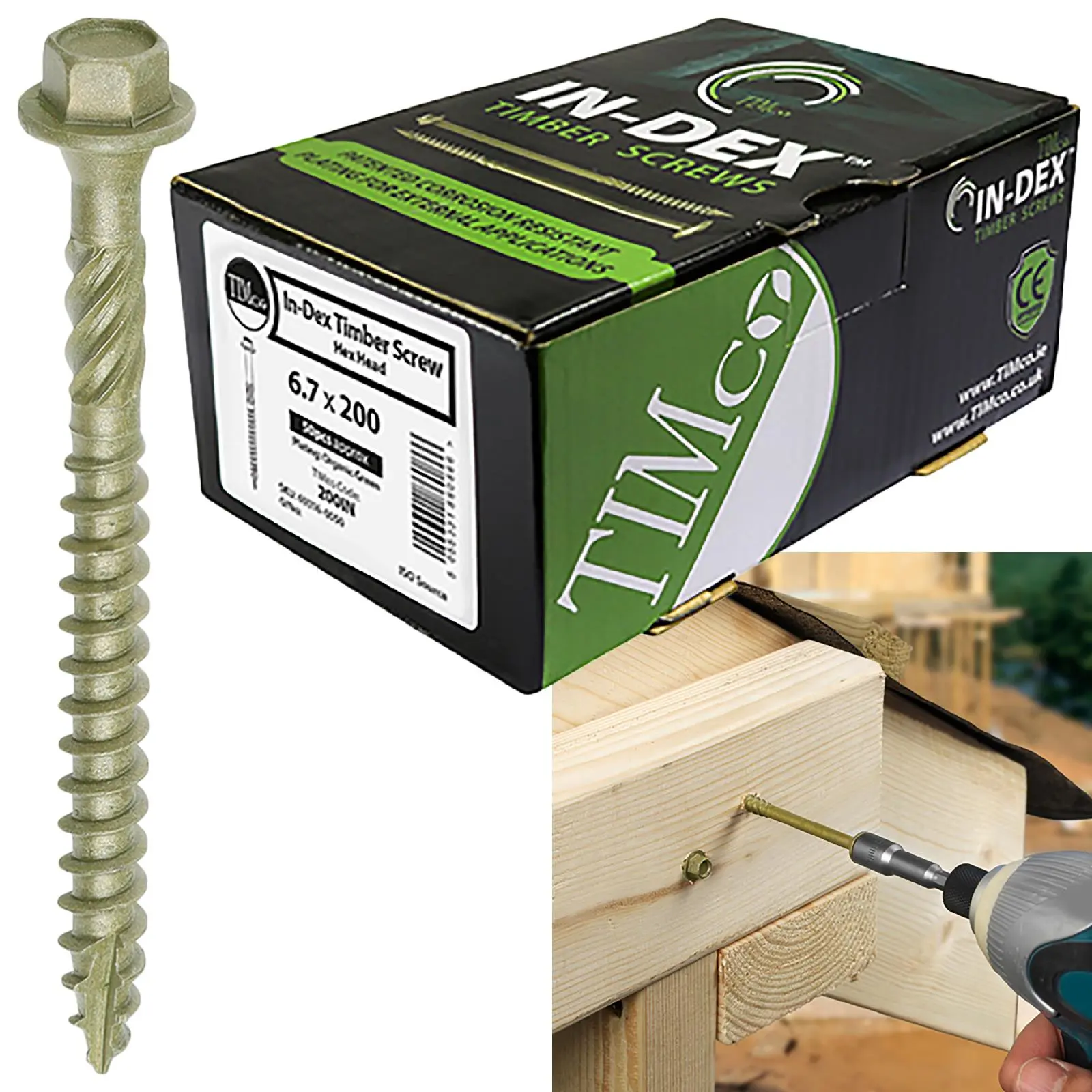 TIMCO Timber Framing and Landscaping Screws Hex Head Exterior Green Orgainc 6.7mm
