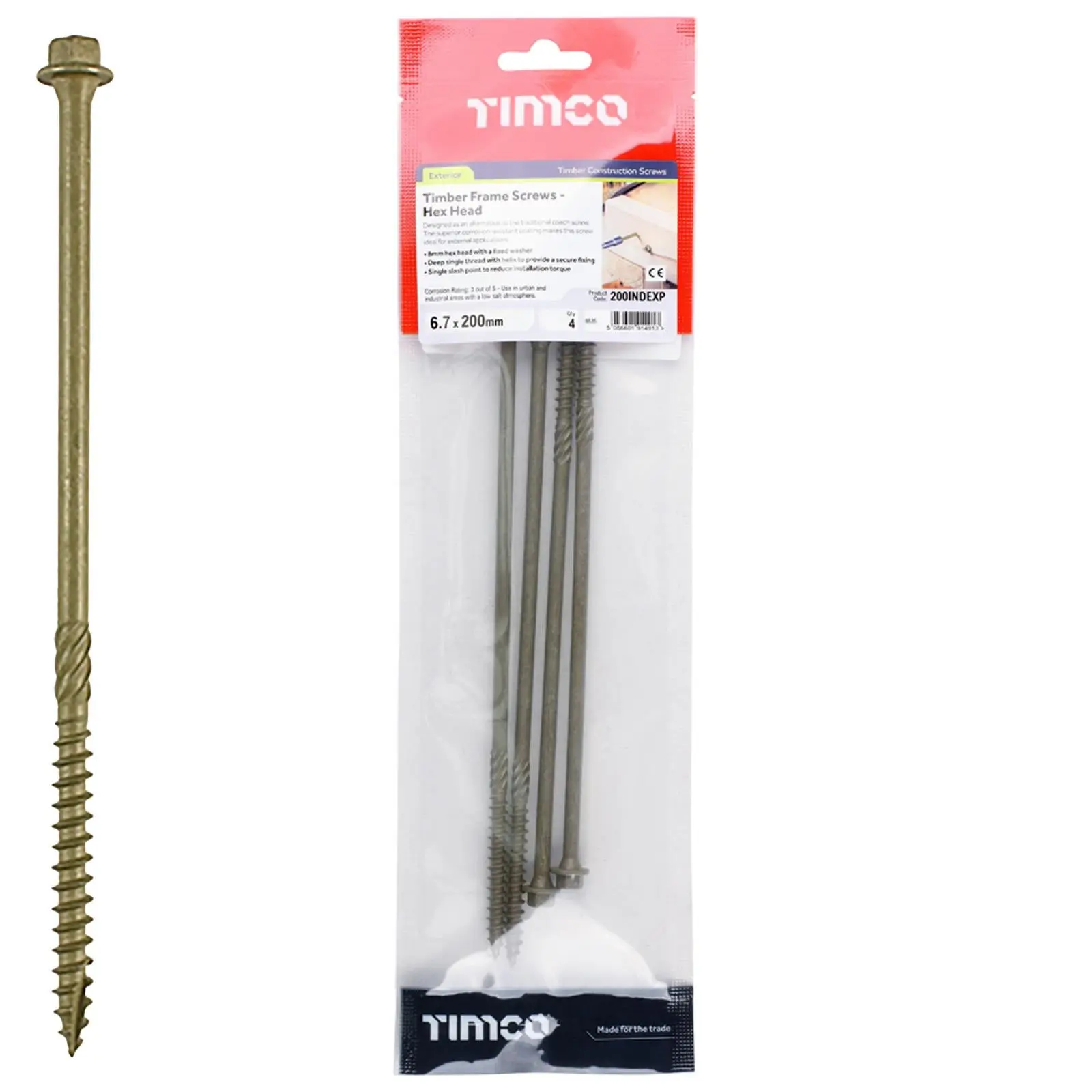 TIMCO Timber Framing and Landscaping Screws Hex Head Exterior Green Orgainc 6.7mm - Image 10