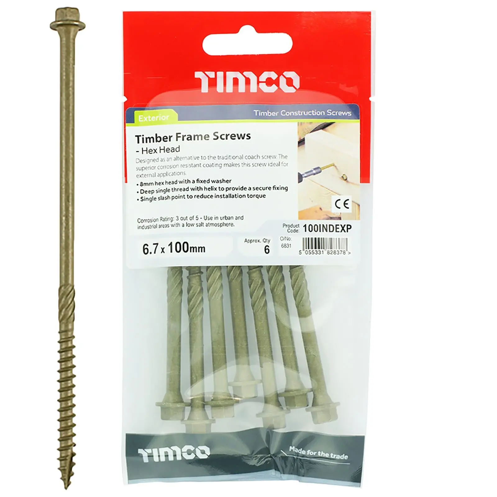TIMCO Timber Framing and Landscaping Screws Hex Head Exterior Green Orgainc 6.7mm - Image 5