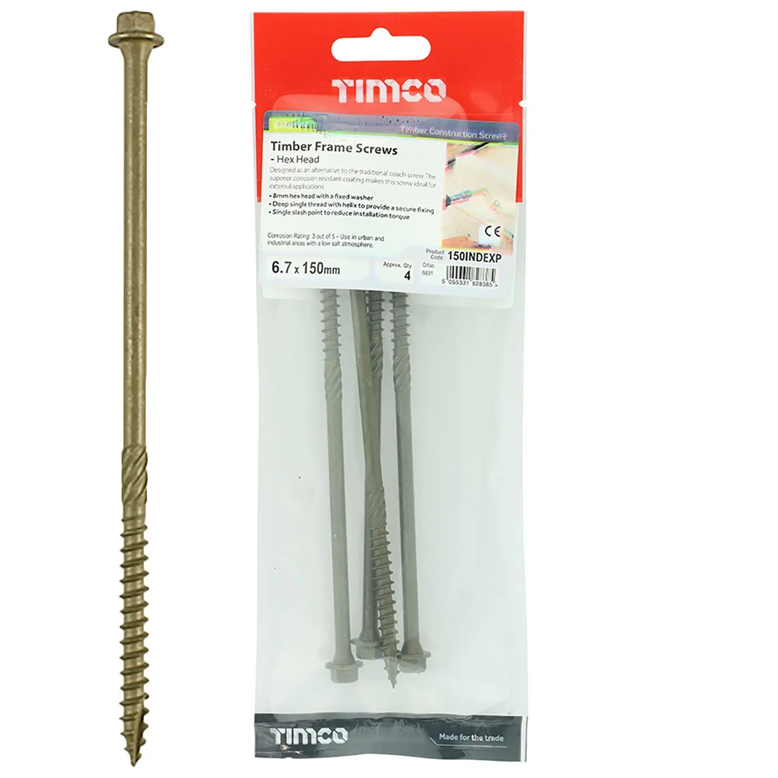 TIMCO Timber Framing and Landscaping Screws Hex Head Exterior Green Orgainc 6.7mm - Image 6