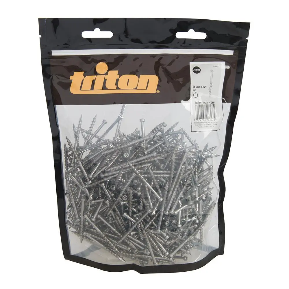 Triton Stainless Steel Pocket-Hole Screws Pan Head Coarse SS Deck 8 x 2" 500pk 703052 - Image 2