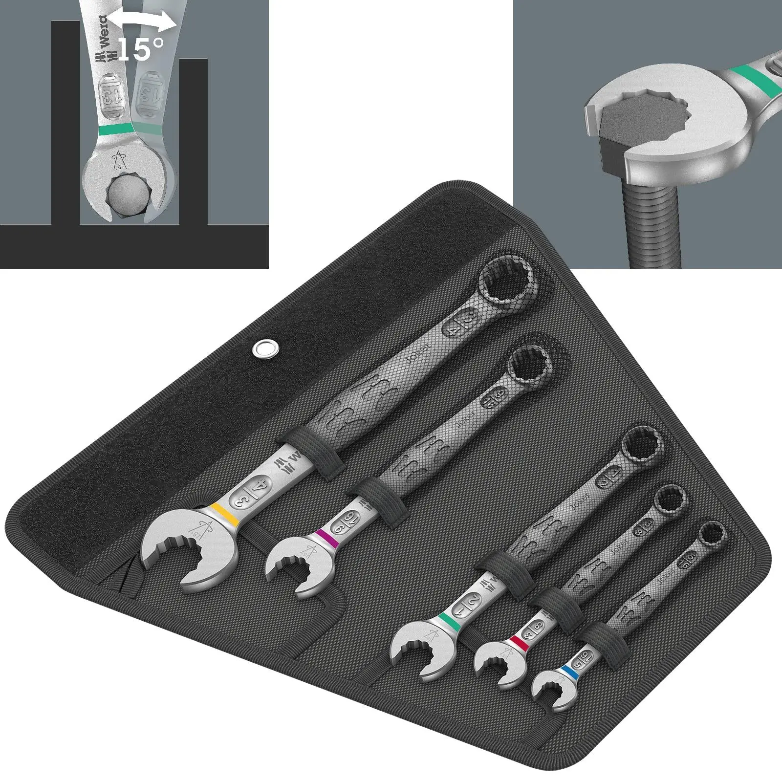 Wera 6003 Joker 5 Imperial Set 1 Combination Spanner Wrench 5 Piece 5/16"-3/4" in Case