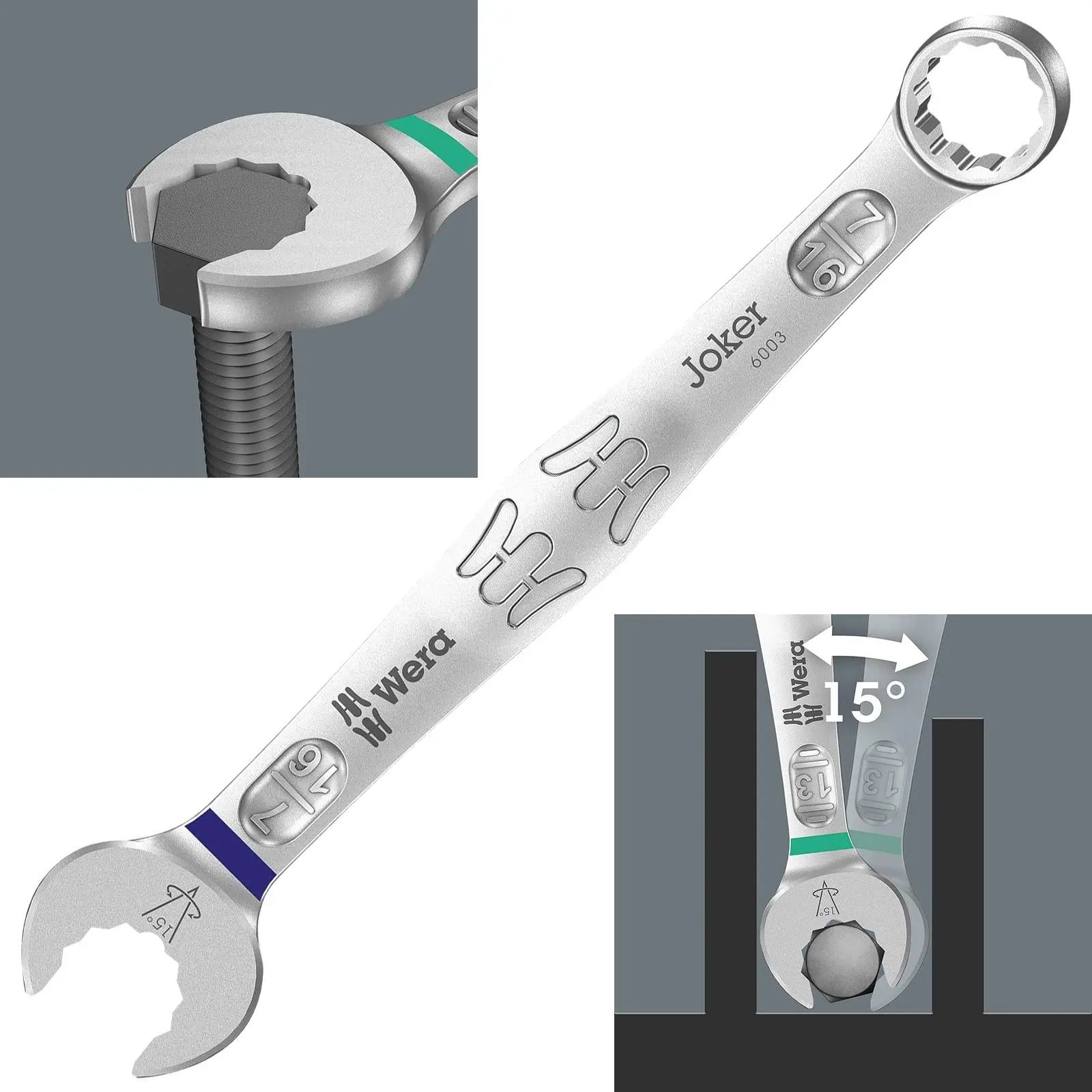 Wera 6003 Joker Combination Spanner Wrench Open End Ring Imperial - Image 11