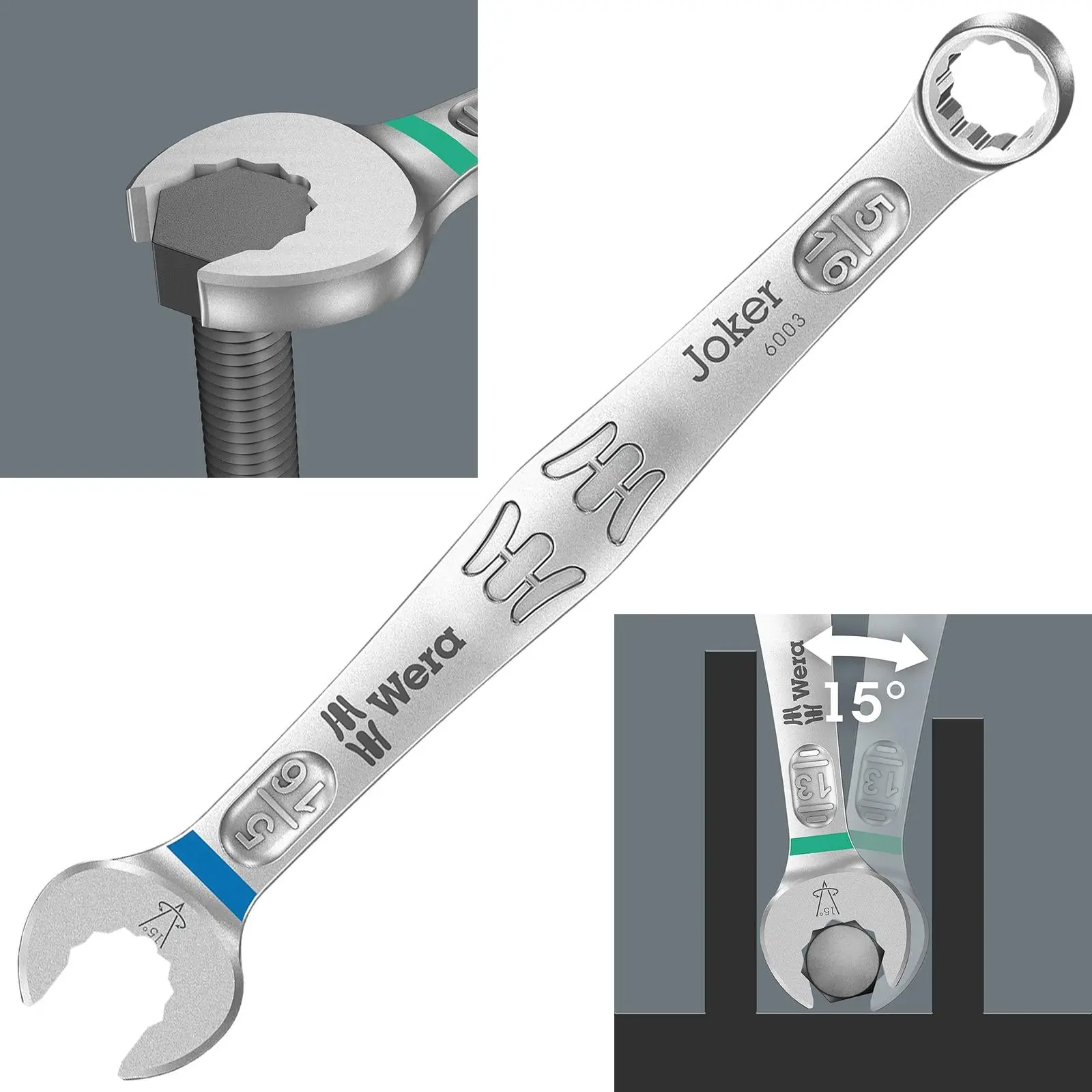 Wera 6003 Joker Combination Spanner Wrench Open End Ring Imperial - Image 17