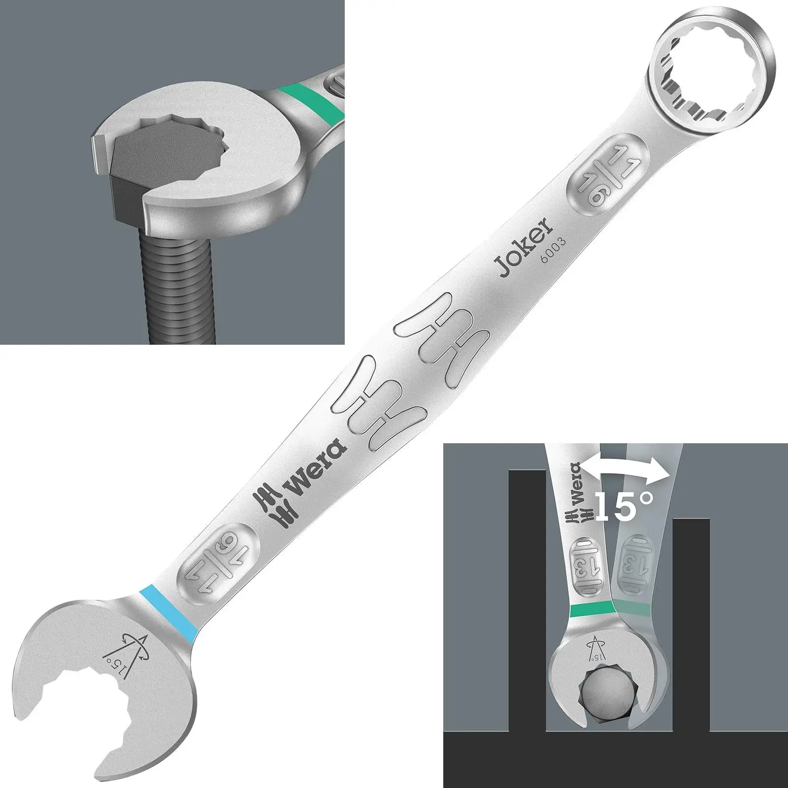 Wera 6003 Joker Combination Spanner Wrench Open End Ring Imperial - Image 7