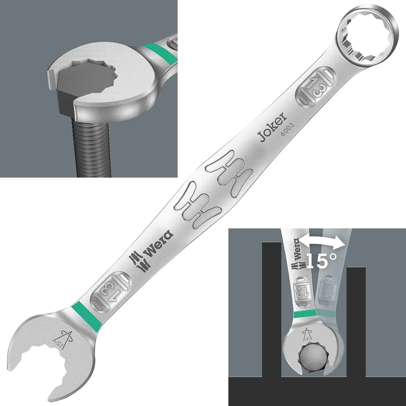 Wera 6003 Joker Combination Spanner Wrench Open End Ring Metric - Image 9