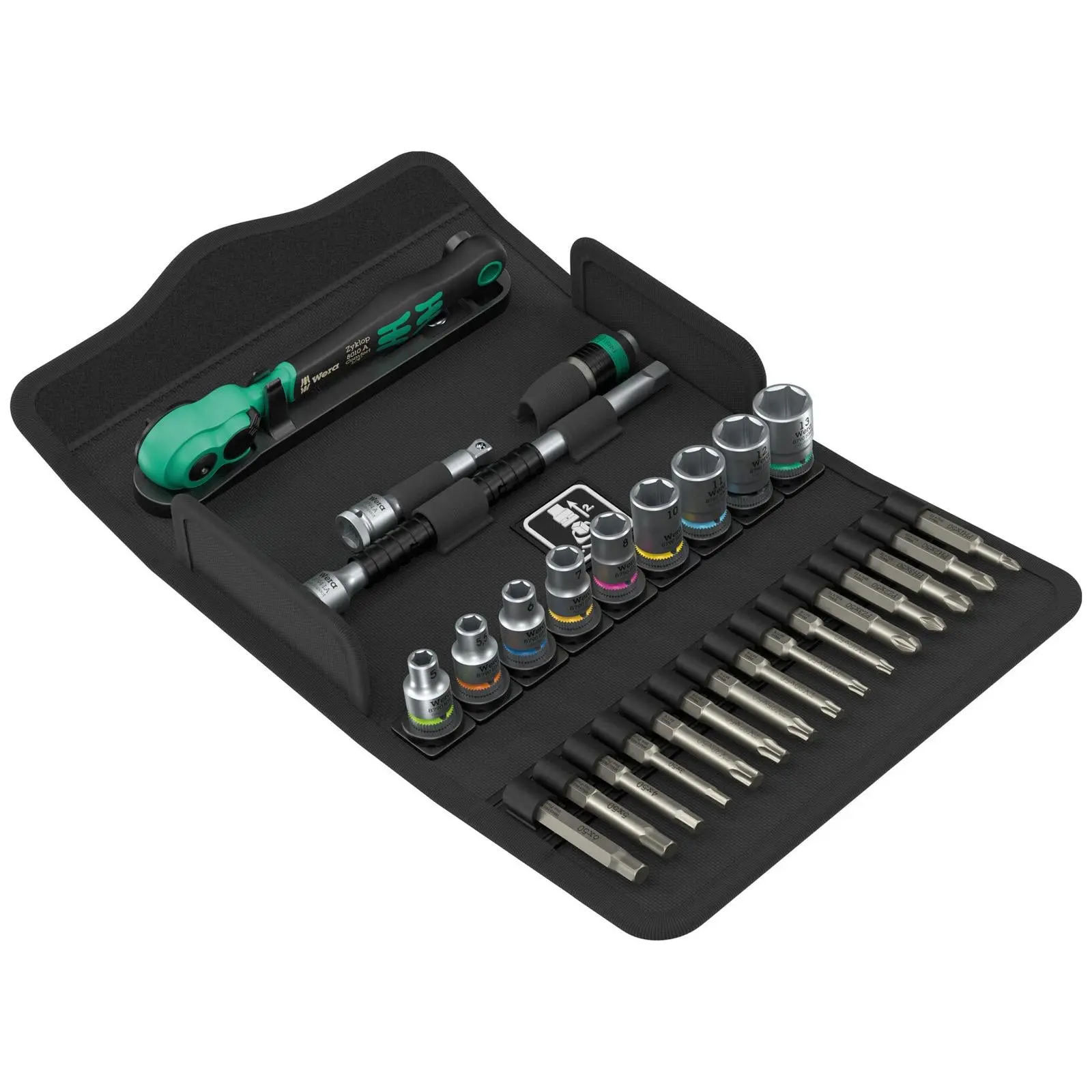 Wera 8100 SA 14 Zyklop Comfort Ratchet Set Reversible 1/4" Drive Metric in Case 28 Pieces