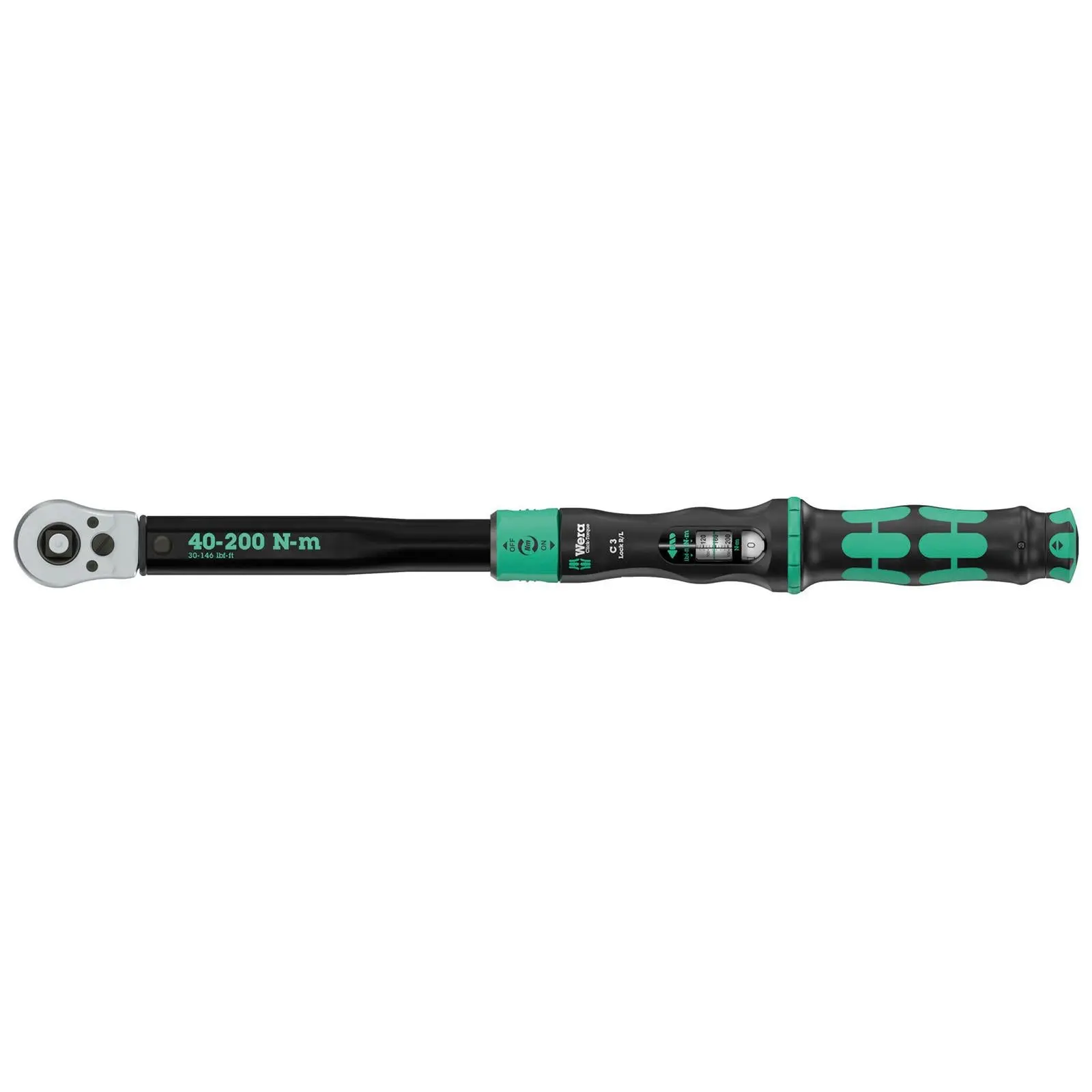 Wera Click Torque Lock Wrench C 3 R/L Reversible Ratchet 40-200 Nm 1/2" Drive Reversible Torque Operation