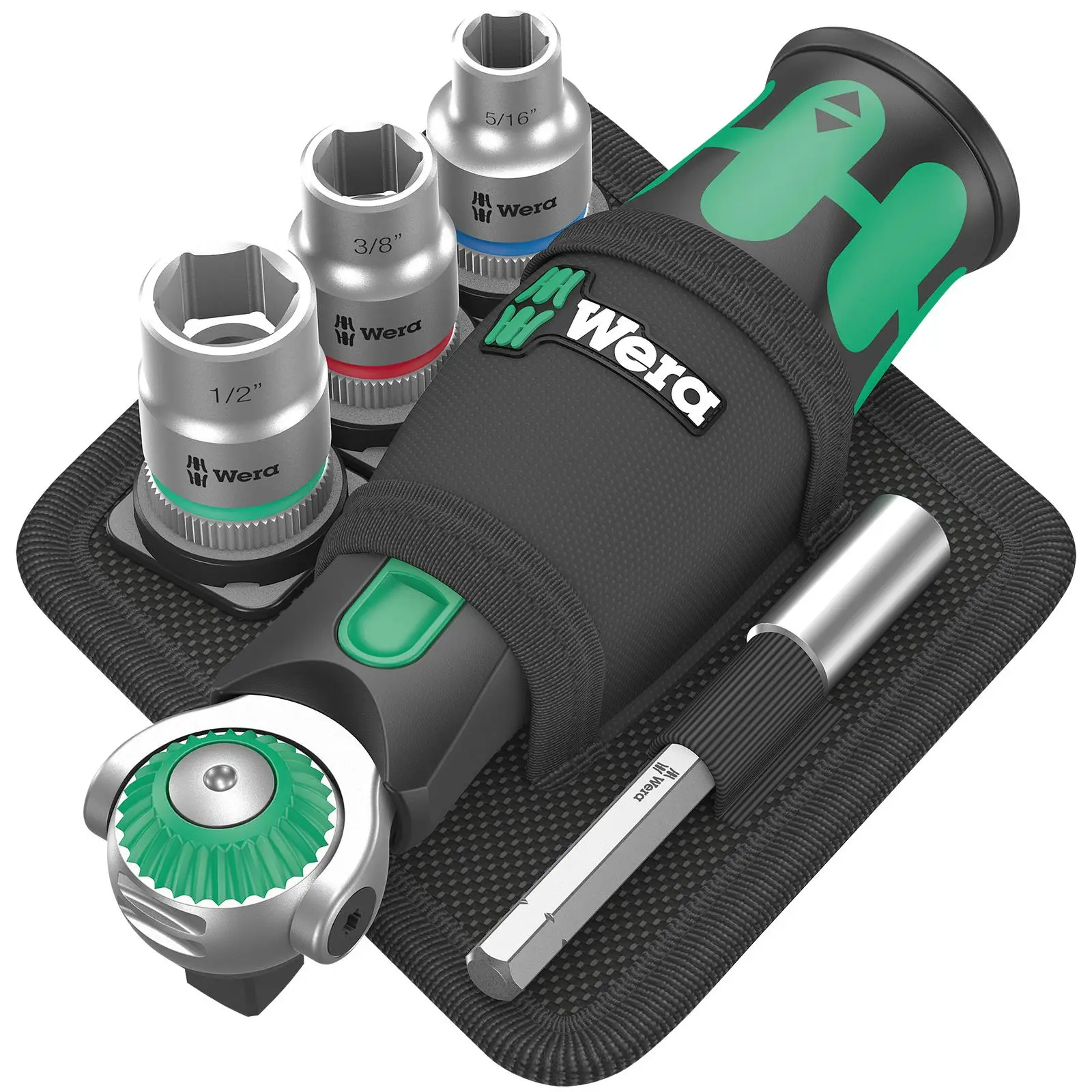Wera Compact Screwdriver Socket Wrench Zyklop Pocket Imperial Set 2 18 Pieces 8009 3/8" Drive 1/4" Hex - Image 5