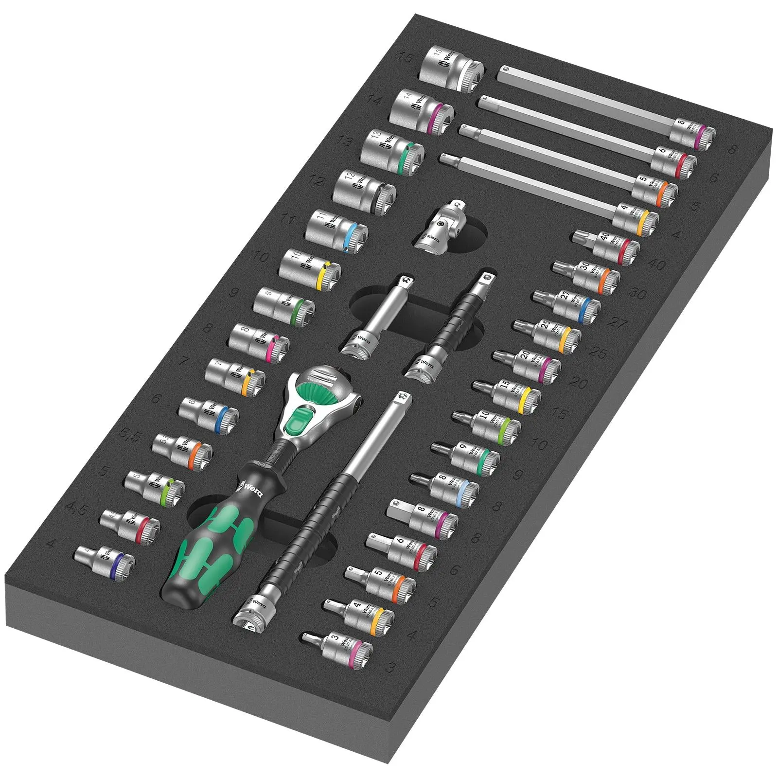 Wera Foam Insert 8000 A Zyklop 1/4" Drive Ratchet Set 1 9720 37 Pieces - Image 5