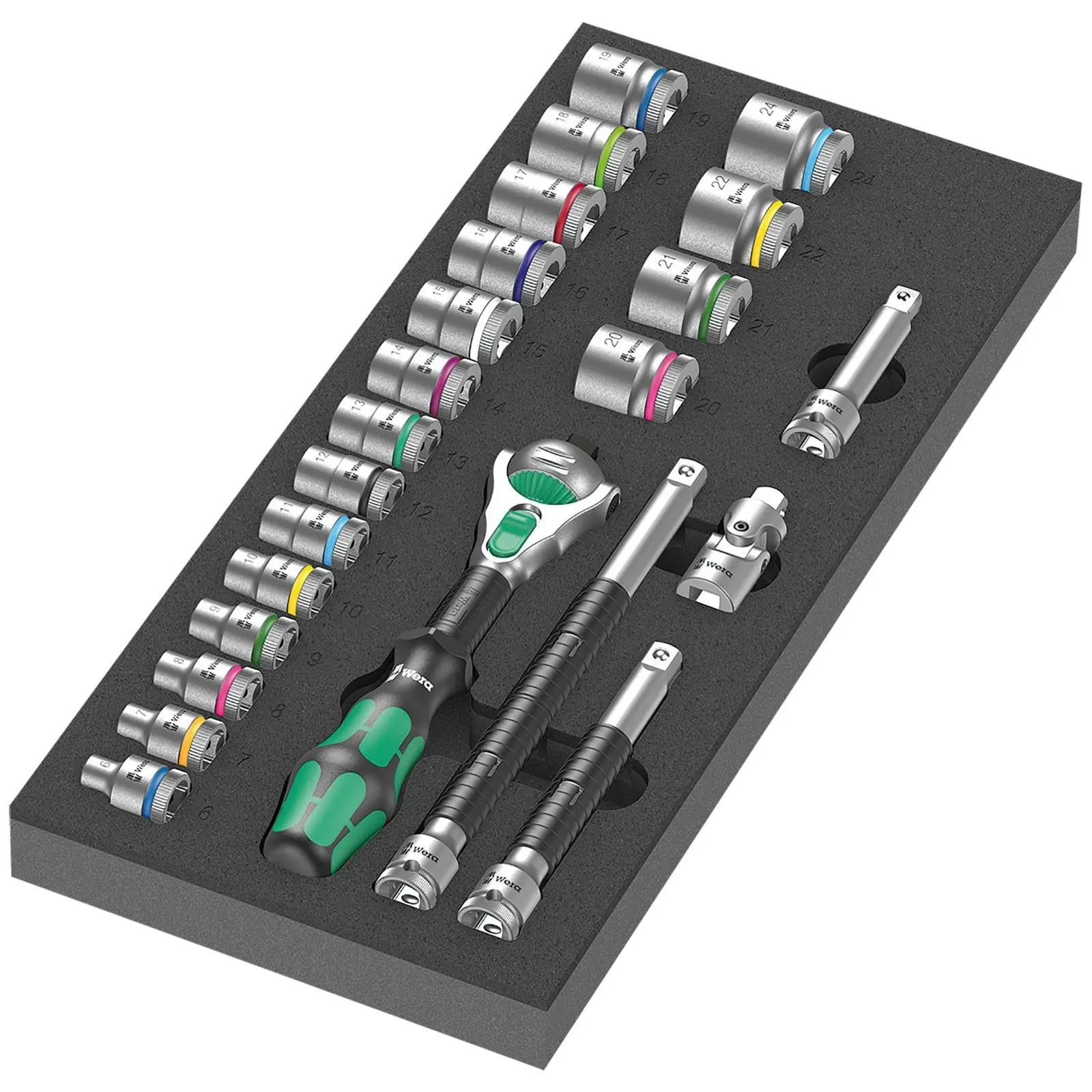 Wera Foam Insert 8000 B Zyklop 3/8" Drive Ratchet Set 1 9721 23 Pieces - Image 5