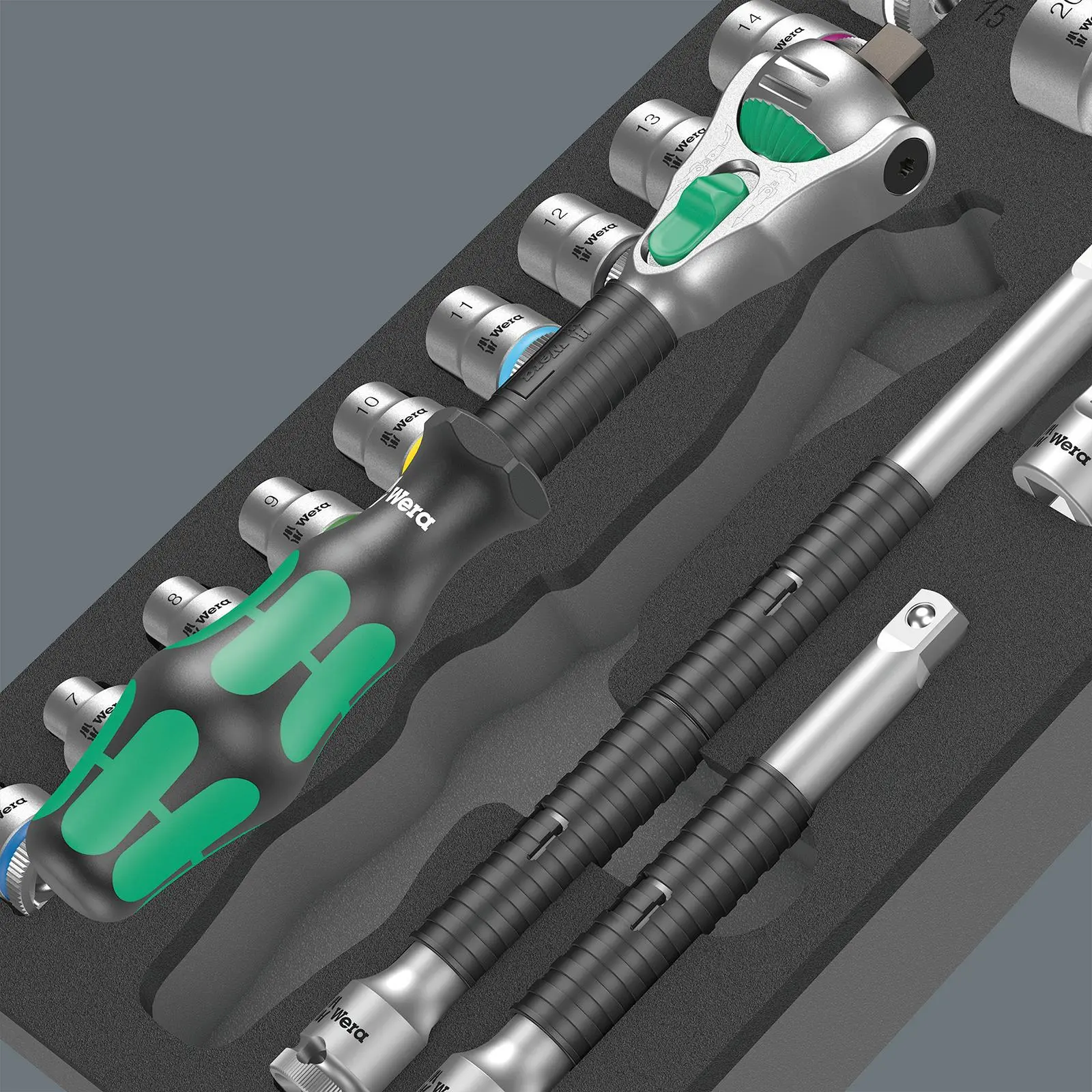 Wera Foam Insert 8000 B Zyklop 3/8" Drive Ratchet Set 1 9721 23 Pieces - Image 6
