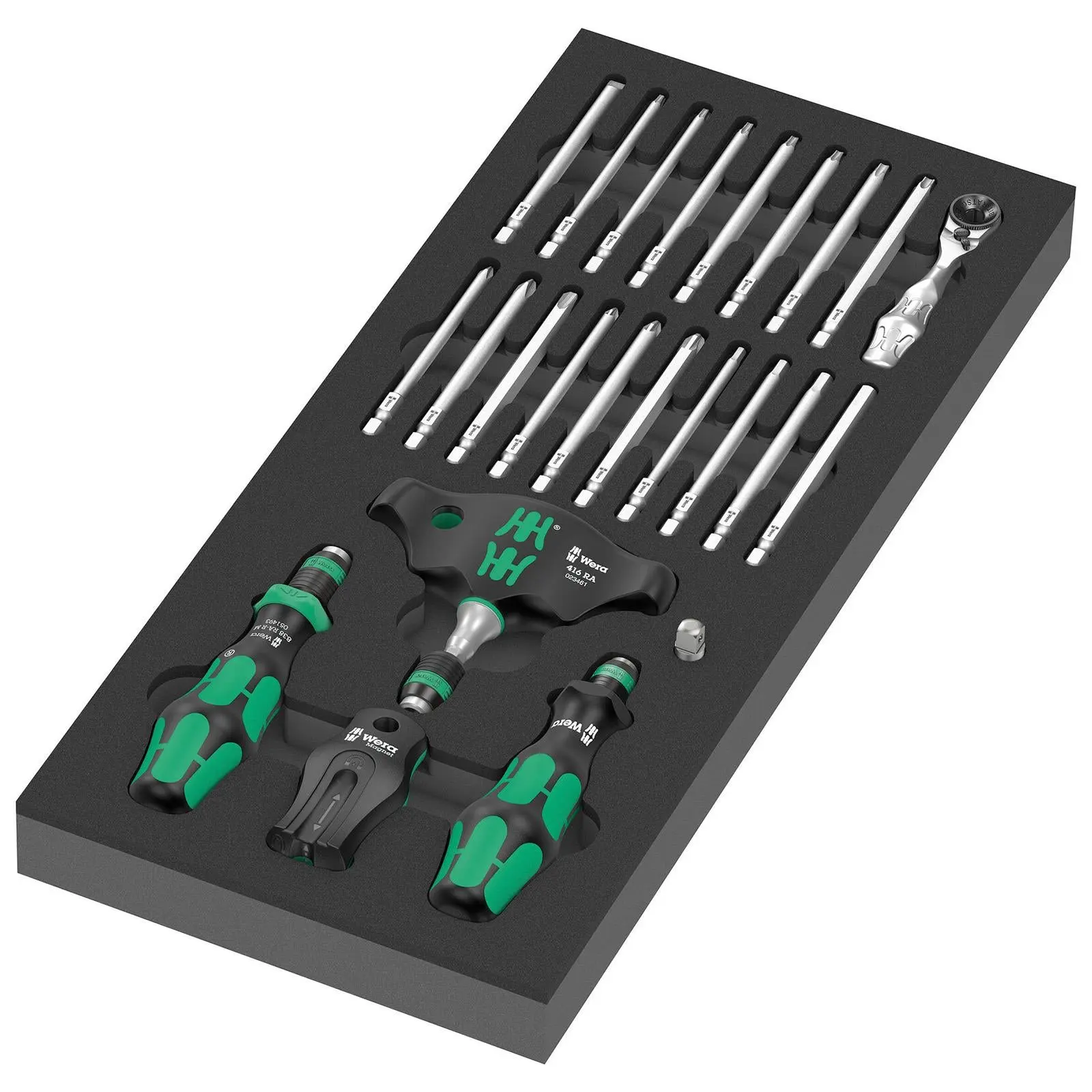 Wera Foam Insert Ratchet Screwdriver Set with Interchangable Bits 9752 Kraftform Kompact with Ratchet Functionality Set 1 24 Pieces - Image 4