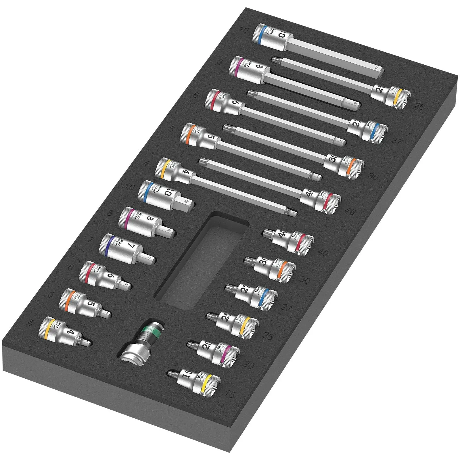 Wera Foam Insert Zyklop B 3/8" Drive Bit Socket Set 1 9723 22 Pieces