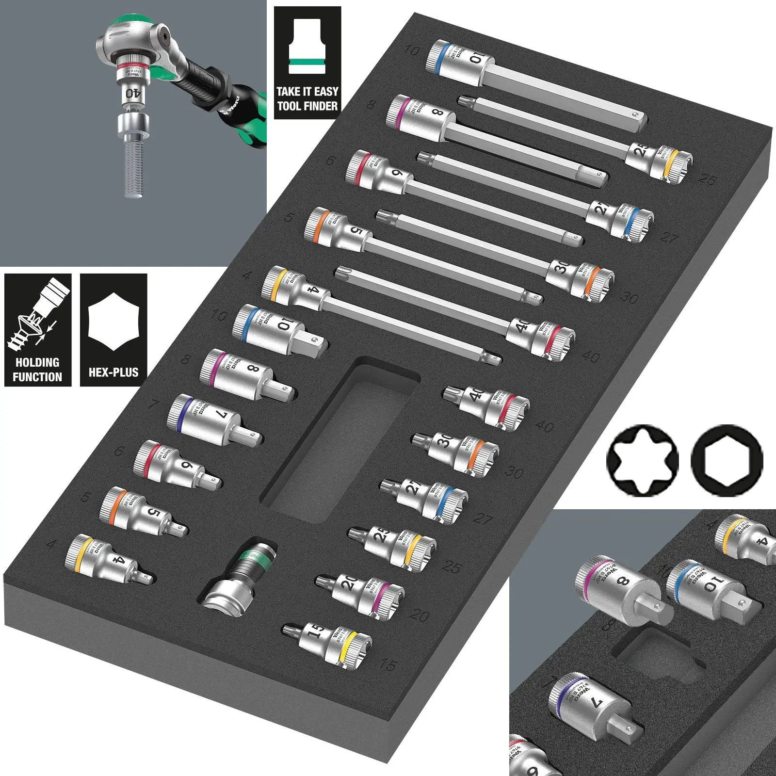 Wera Foam Insert Zyklop B 3/8" Drive Bit Socket Set 1 9723 22 Pieces - Image 8
