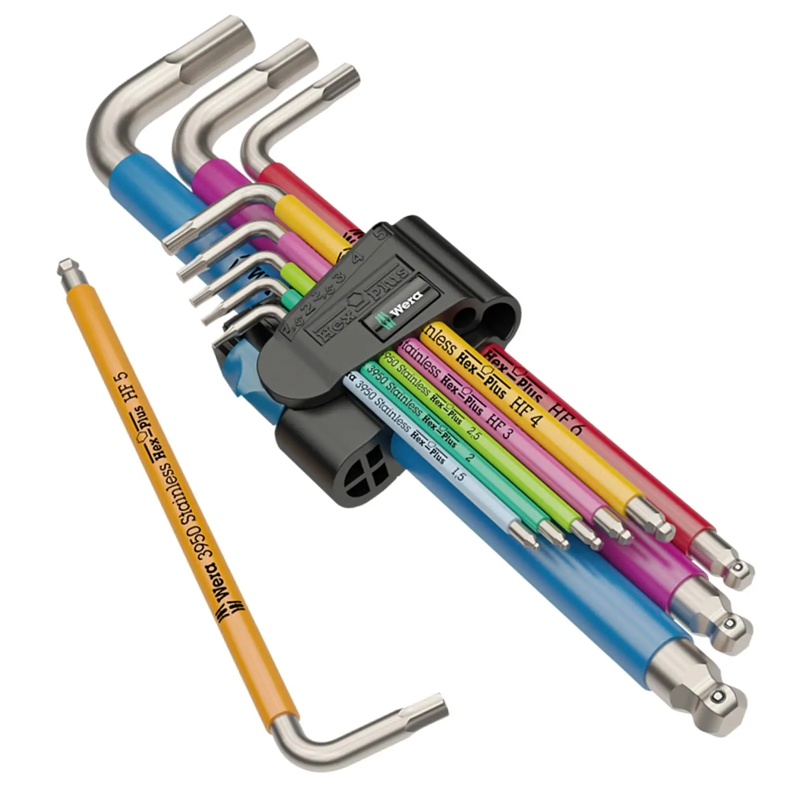 Wera Hex Key Set 3950/9 Multicolour HF Stainless Steel 1 L-Key Metric Holding Function 9 Piece 1.5-10mm - Image 3