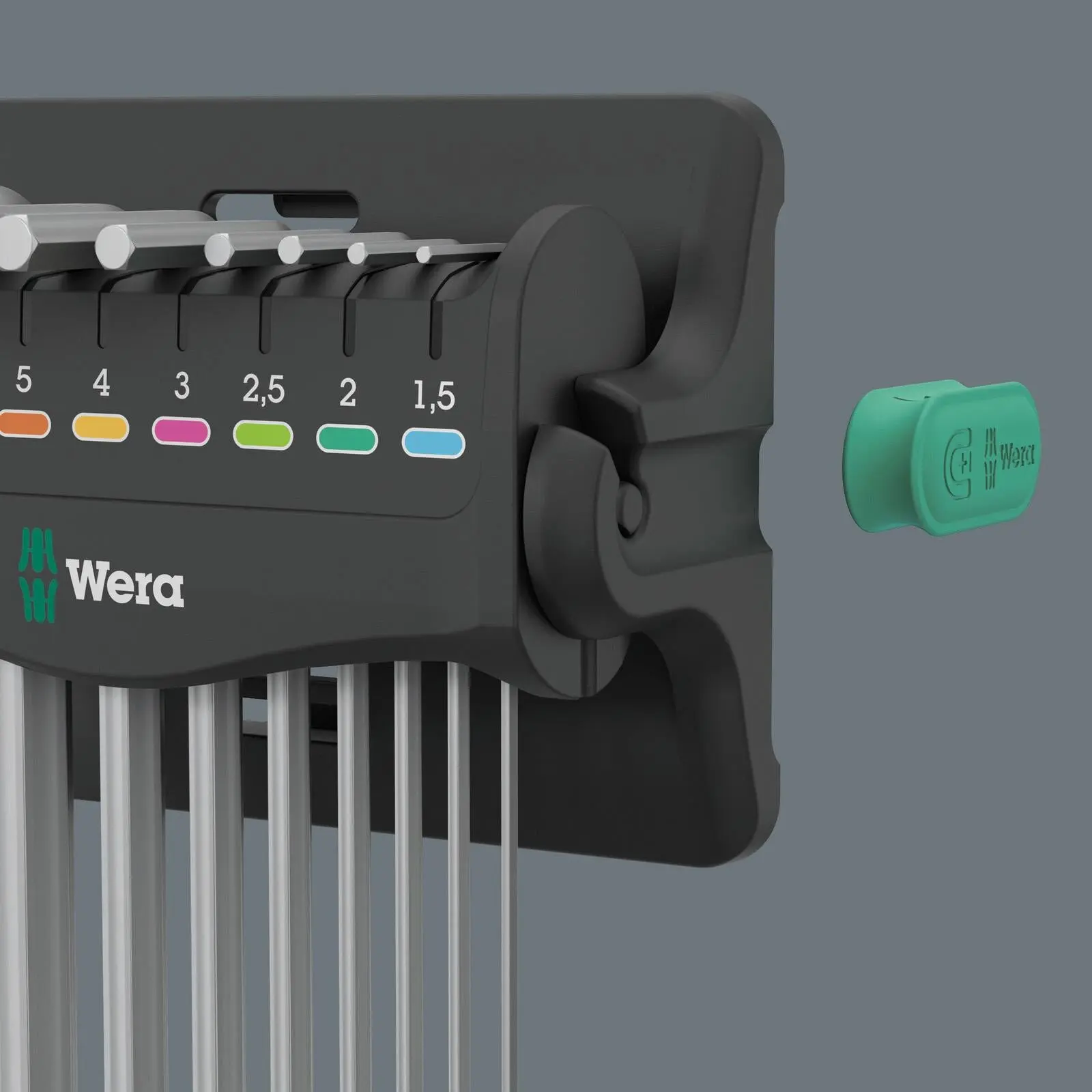 Wera Hex Key Set Stand Wall Rack 950/9 Hex Plus 8 L-Key Set Metric Chrome Plated 9 Pieces 1.5-10mm - Image 2