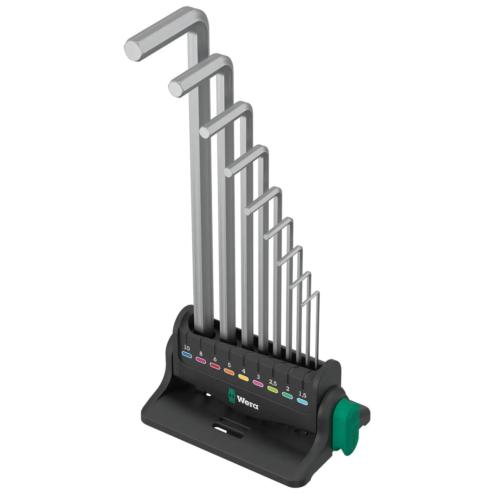 Wera Hex Key Set Stand Wall Rack 950/9 Hex Plus 8 L-Key Set Metric Chrome Plated 9 Pieces 1.5-10mm - Image 3