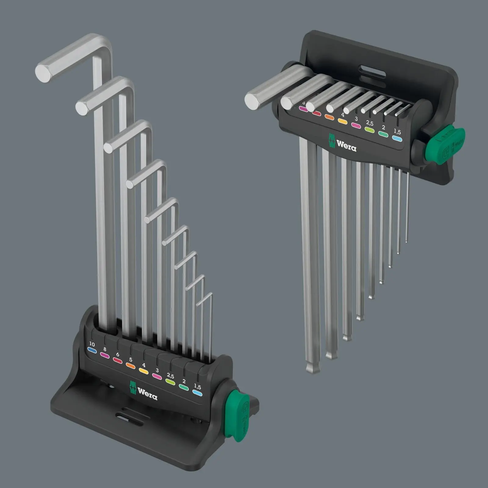 Wera Hex Key Set Stand Wall Rack 950/9 Hex Plus 8 L-Key Set Metric Chrome Plated 9 Pieces 1.5-10mm - Image 5