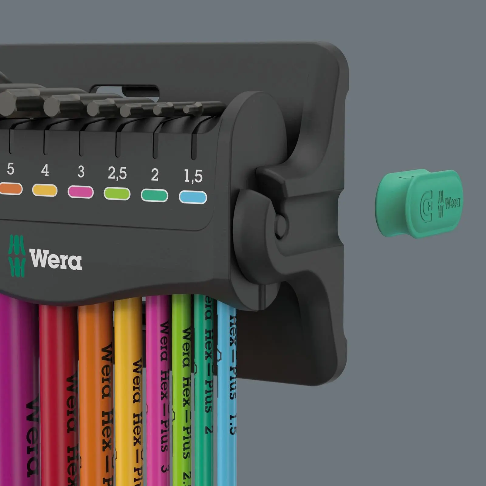 Wera Hex Key Set Stand Wall Rack 950/9 Hex Plus Multicolour 3 L-Key Set Metric BlackLaser 9 Pieces 1.5-10mm - Image 2