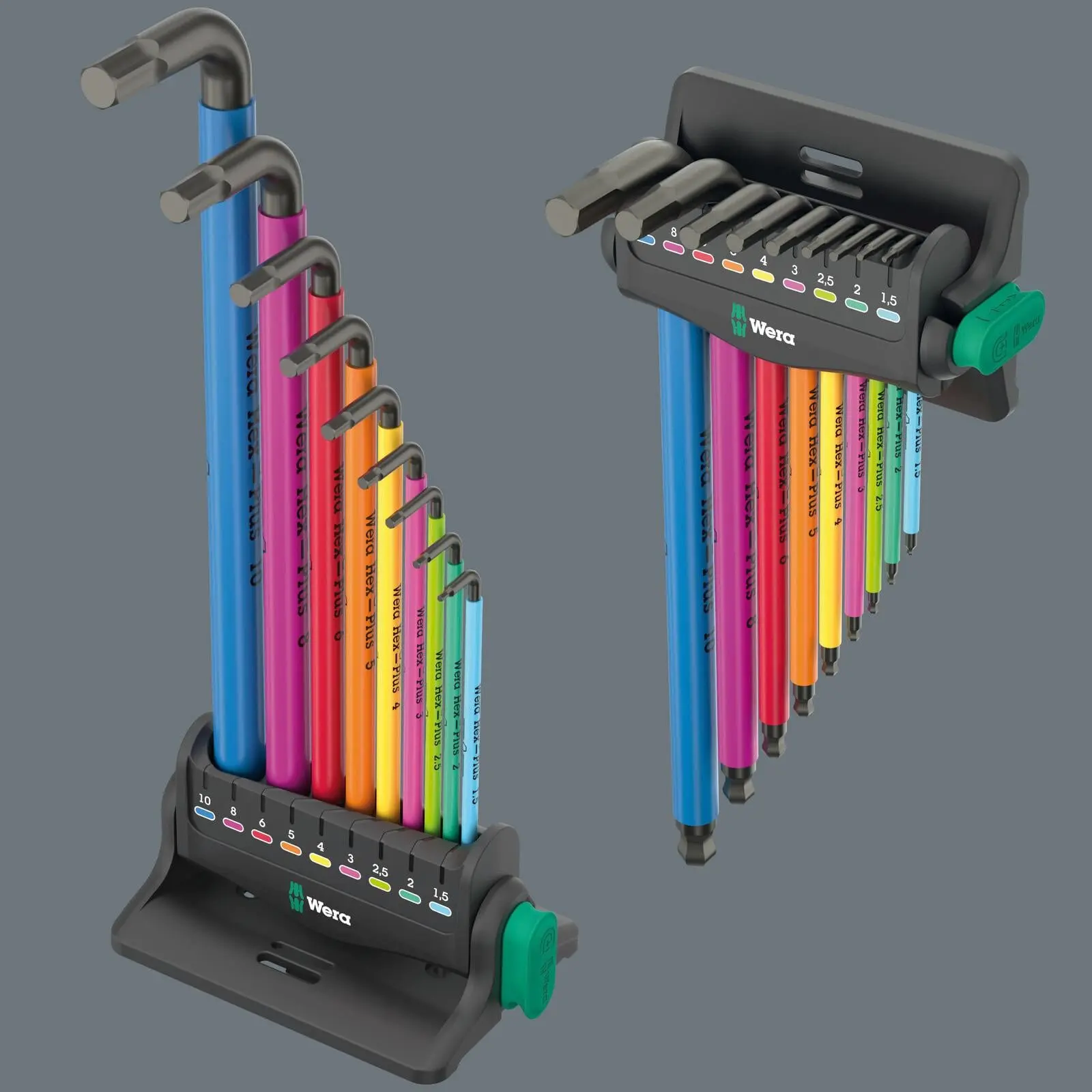 Wera Hex Key Set Stand Wall Rack 950/9 Hex Plus Multicolour 3 L-Key Set Metric BlackLaser 9 Pieces 1.5-10mm - Image 8