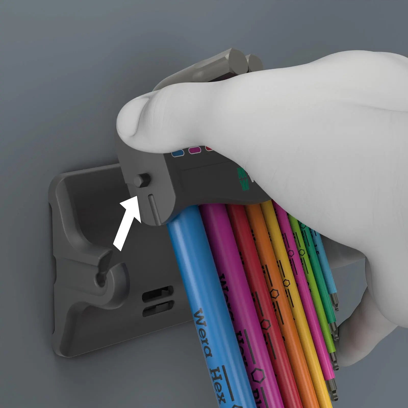 Wera Hex Key Set Stand Wall Rack 950/9 Hex Plus Multicolour 3 L-Key Set Metric BlackLaser 9 Pieces 1.5-10mm - Image 9